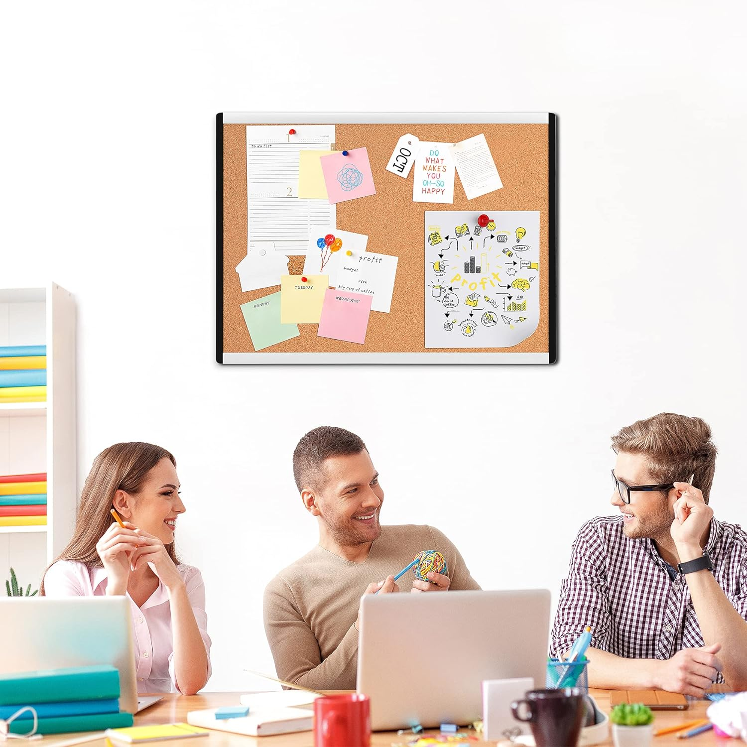 Amazon Basics Rectangular Cork Board with Aluminum/Plastic Frame and Mounting Tabs, 58.42 X 43.18 CM, Brown image number 4