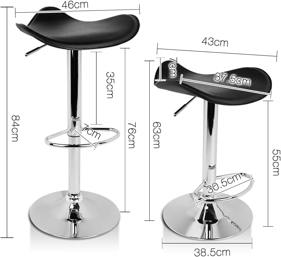 Fiesta New PU PVC Leather Bar Stool Kitchen Chair Gas Lift (Black) image number 2