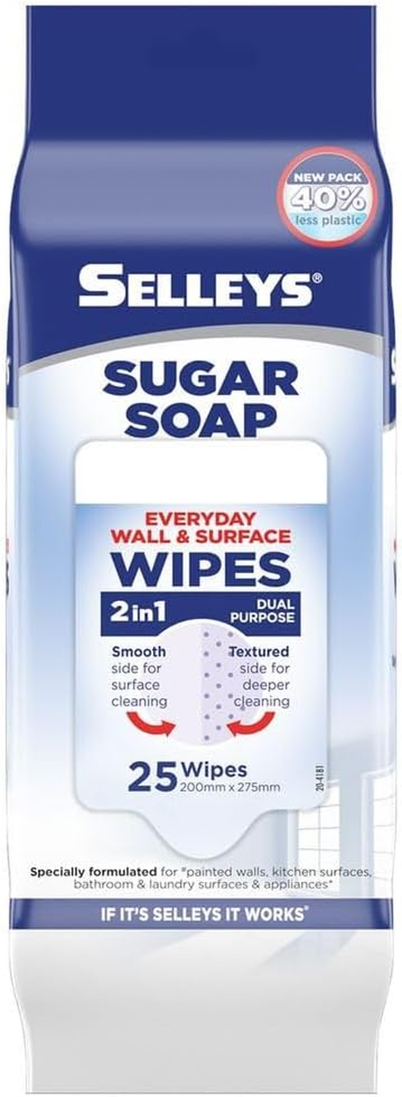 2-Pack Sugar Soap Wall & Surface Cleaning Wipes (25 Wipes Each) - Multi-Surface Cleaner for Walls, Doors, and Furniture image number 1