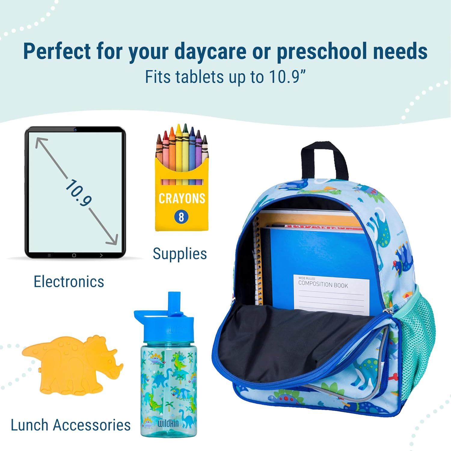 Wildkin 12 Inch Backpack for Toddler Boys and Girls, Perfect Size for Daycare, Preschool, and Kindergarten, Patterns Coordinate with Our Kids Nap Mats and Lunch Boxes - Ballerina image number 7