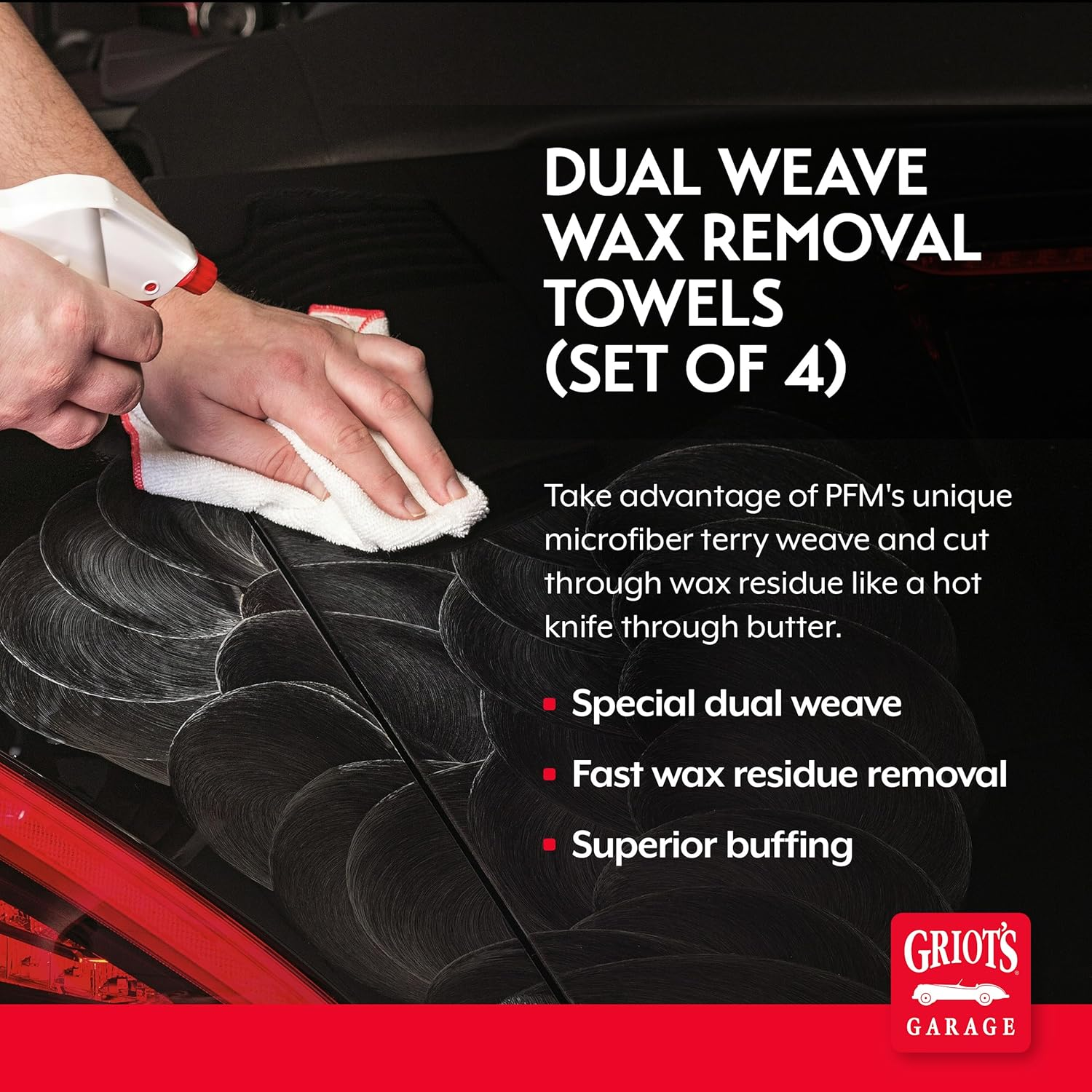 Griot'S Garage 55525 PFM Dual Weave Wax Removal Towels (Set of 4) image number 4