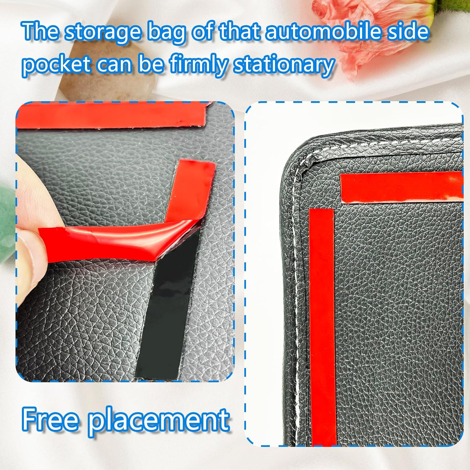 Car Side Pocket Organizer, Auto Seat Pockets PU Leather Pen Phone Holder Tray Pouch Used for Car Door, Window, Console, Seat -Fits to Organize Document, Registration, Notepad, Gadgets, Pen image number 5