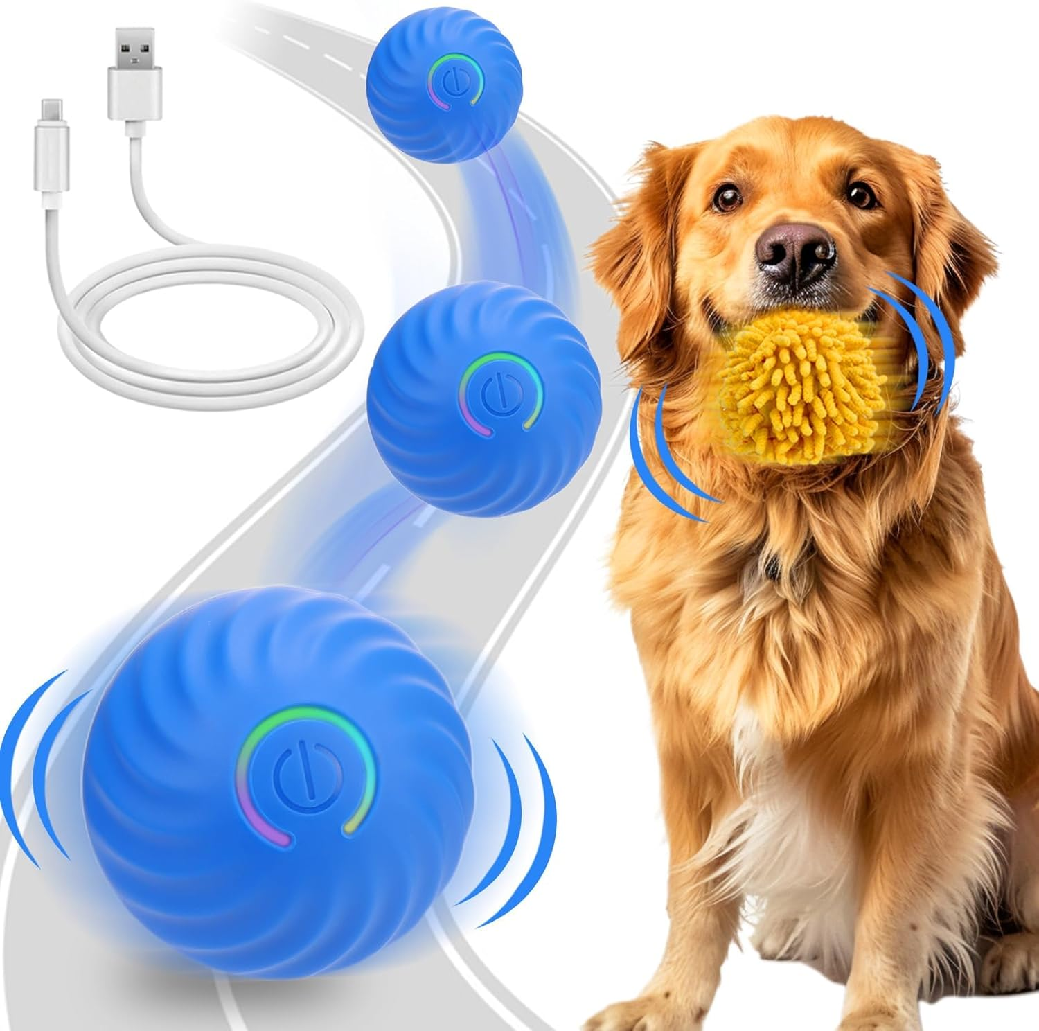 Interactive Dog Toys Ball, Self Rolling Dog Ball with Cover Anti-Chewer for Small/Medium/Large Puppy Pet Dog Toys, Active Rolling Ball for Dogs Enrichment, Motion Activated Toys That Move on Its Own image number 5