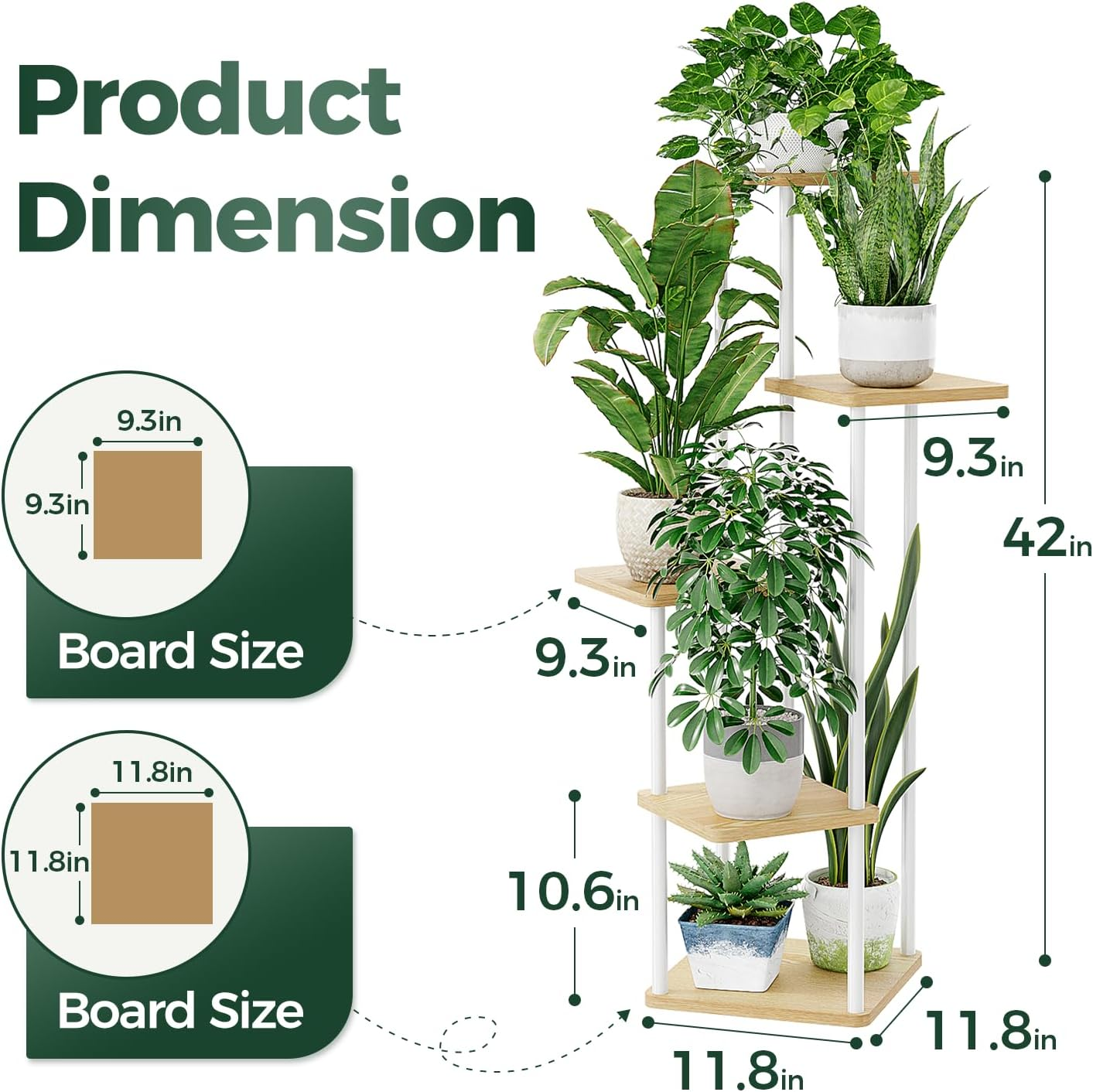 Bamworld Corner Plant Stand Indoor, Tall Metal Plant Shelf for Multiple Plants, 5 Tier Flower Stand for Patio Garden Balcony Living Room Bedroom(White) image number 1
