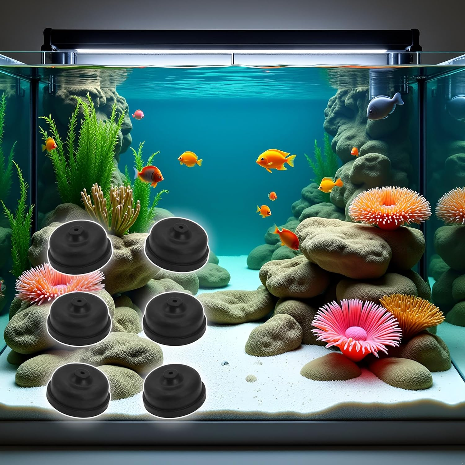 6Pcs Black Aquarium Diaphragm Air Pump Accessories EPDM Rubber Oxygen Pump Replacement Parts for Aquarium Fishing Oxygen Pump Aquarium Diaphragm Silicone Cup Parts Reolacements Fish and Aquatic Pets image number 4