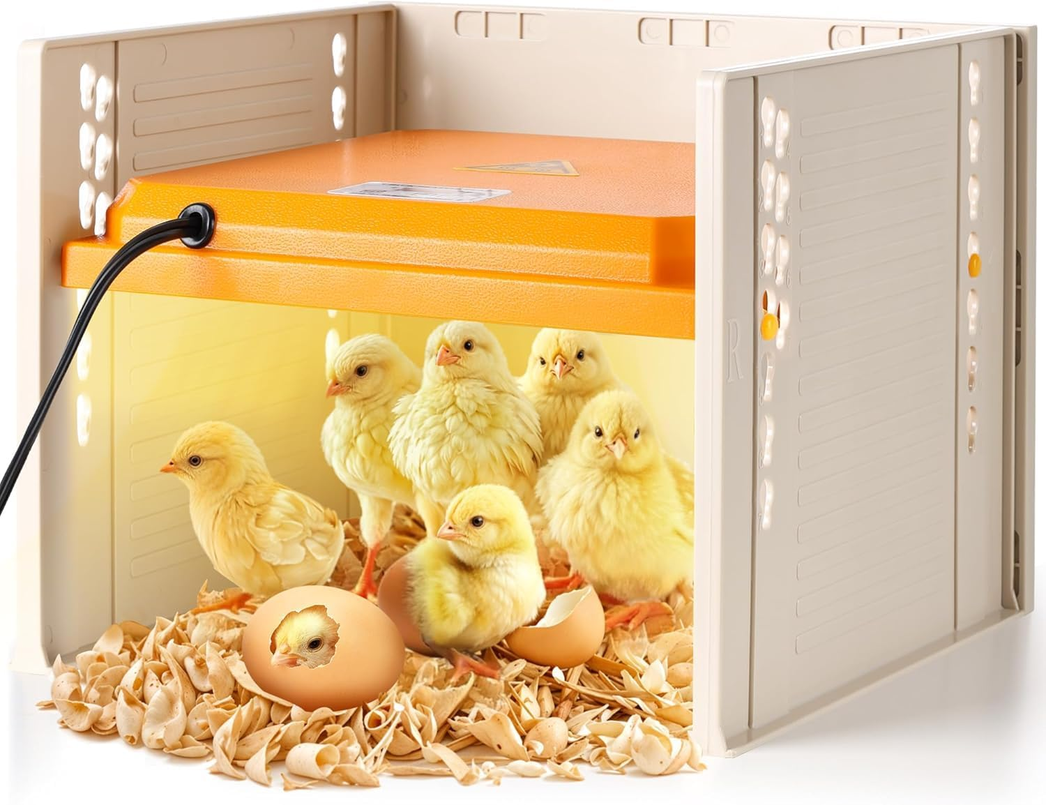 Chick Brooder Heating Plate, Adjustable Height/Angle Brooder Plate for Chicks, 10.5"X10" Digital Temp Control, Fast Heating & 3-Side Protection, Warmth for Chicks/Ducklings (Yellow) image number 4