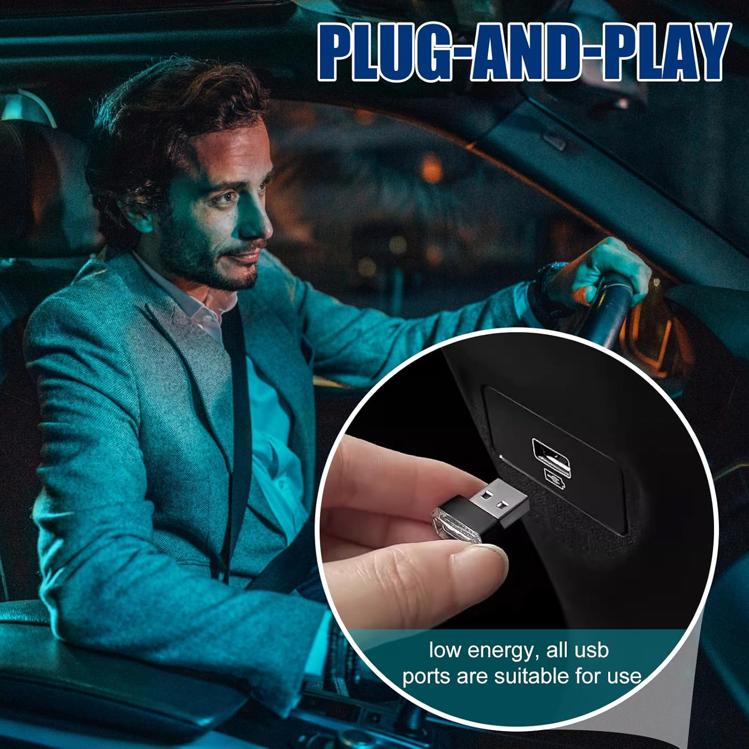 4 PCS USB LED Light, Automotive Interior Atmosphere Lamp, Car Mini USB Night Lights Decorative Light, Cool Car Interior Accessories Light for USB Interface(Blue) (Blue Light) image number 5