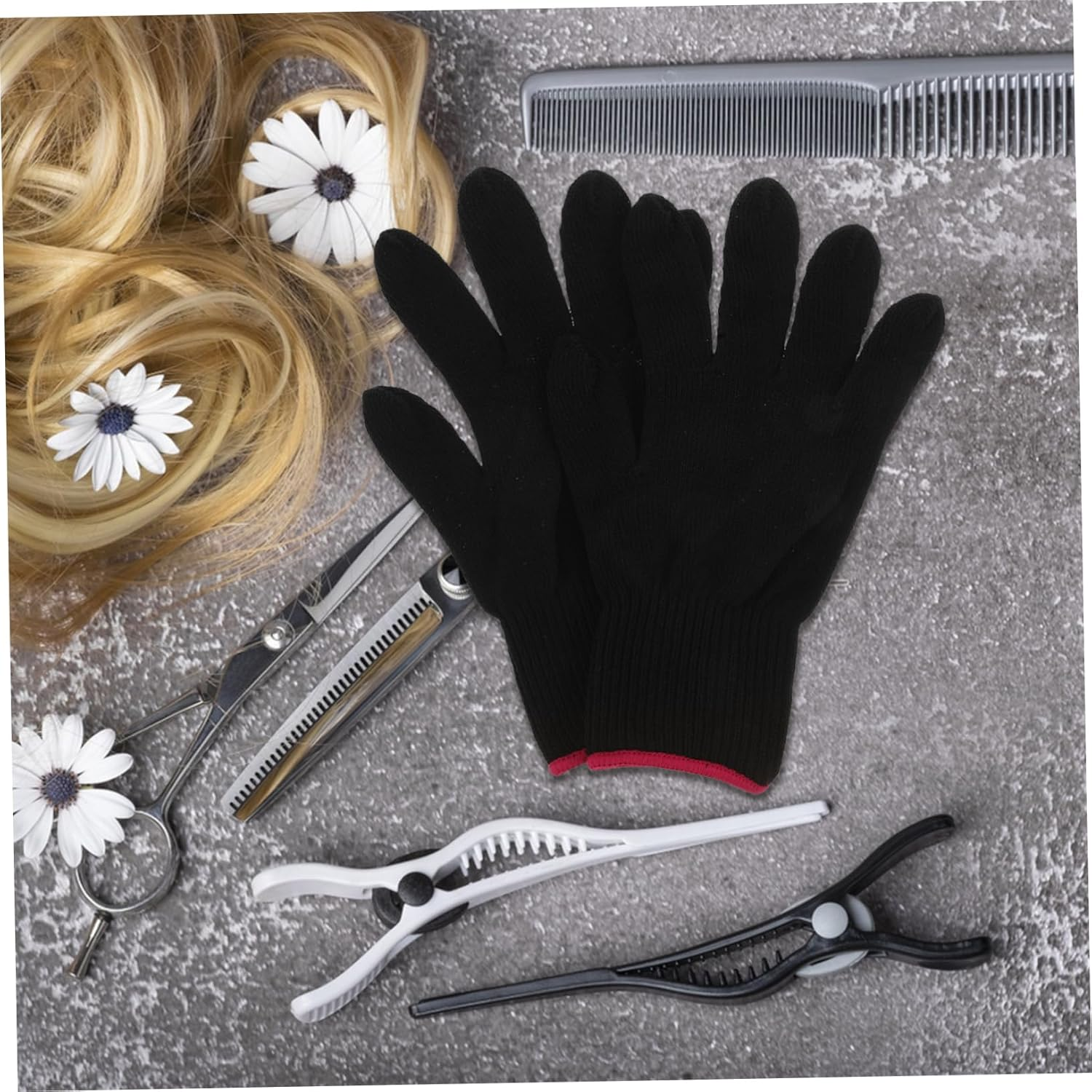 LALADEFIEE Heat Resistant Gloves for Men Scalding Hair Styling Mitts Heatless Curlers Headband Fast Heating Function image number 5