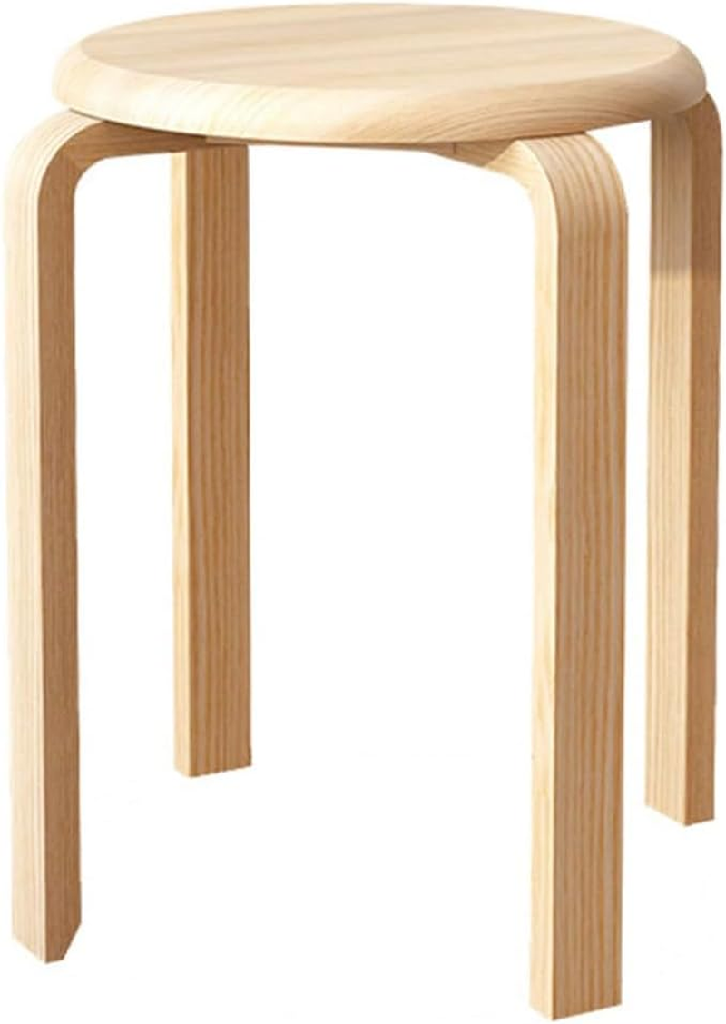 Solid Wood round Stool,Stackable Dining Stools,Home Supplies,Multifunctional Backless Chairs,Sturdy Lounge Wooden Chairs,For Kitchen,Garden,Living Room(2Pcs) image number 3