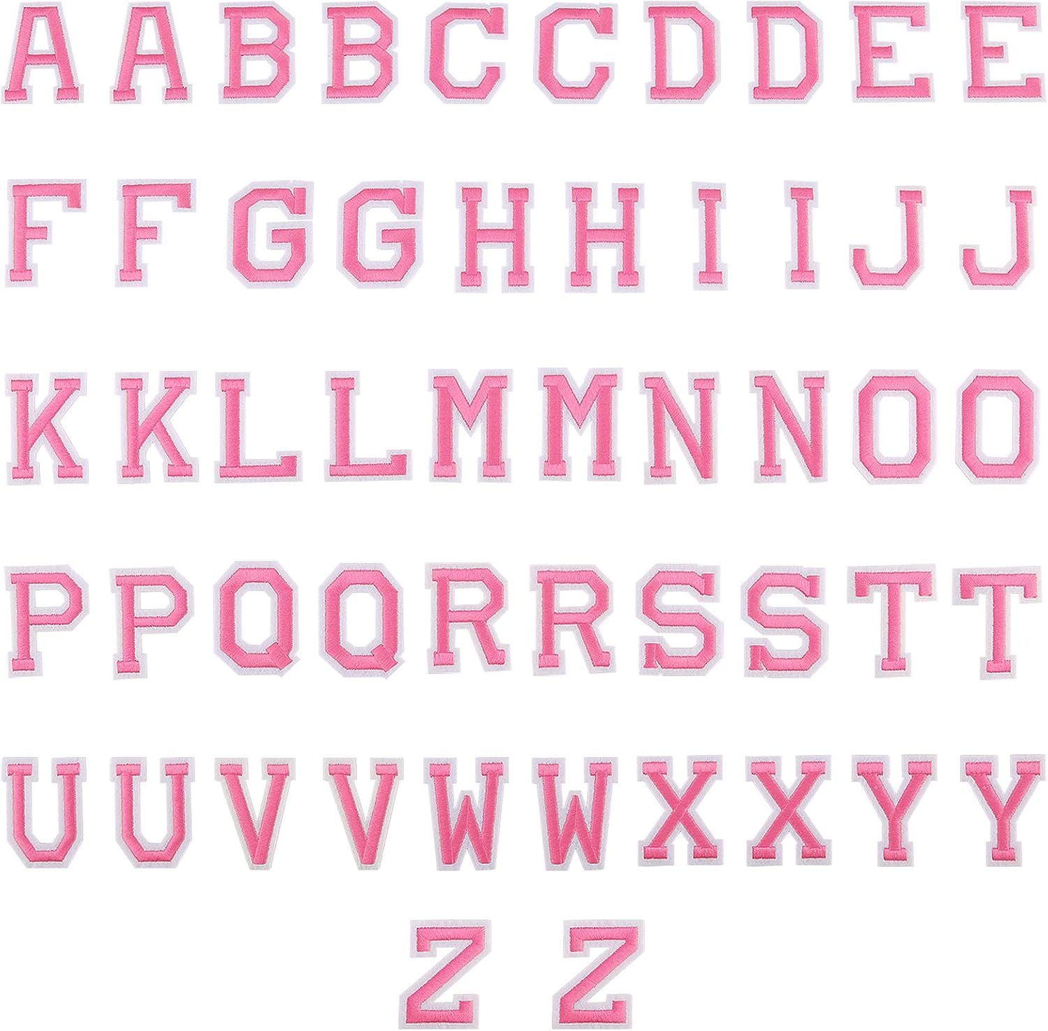 Luter 52Pcs Iron on Letter Patches Alphabet Applique Patches Sew on Appliques with Adhesive Embroidered A-Z Letter Badge Decorative Repair Patches for Hats Shoes Bags Clothing (White)