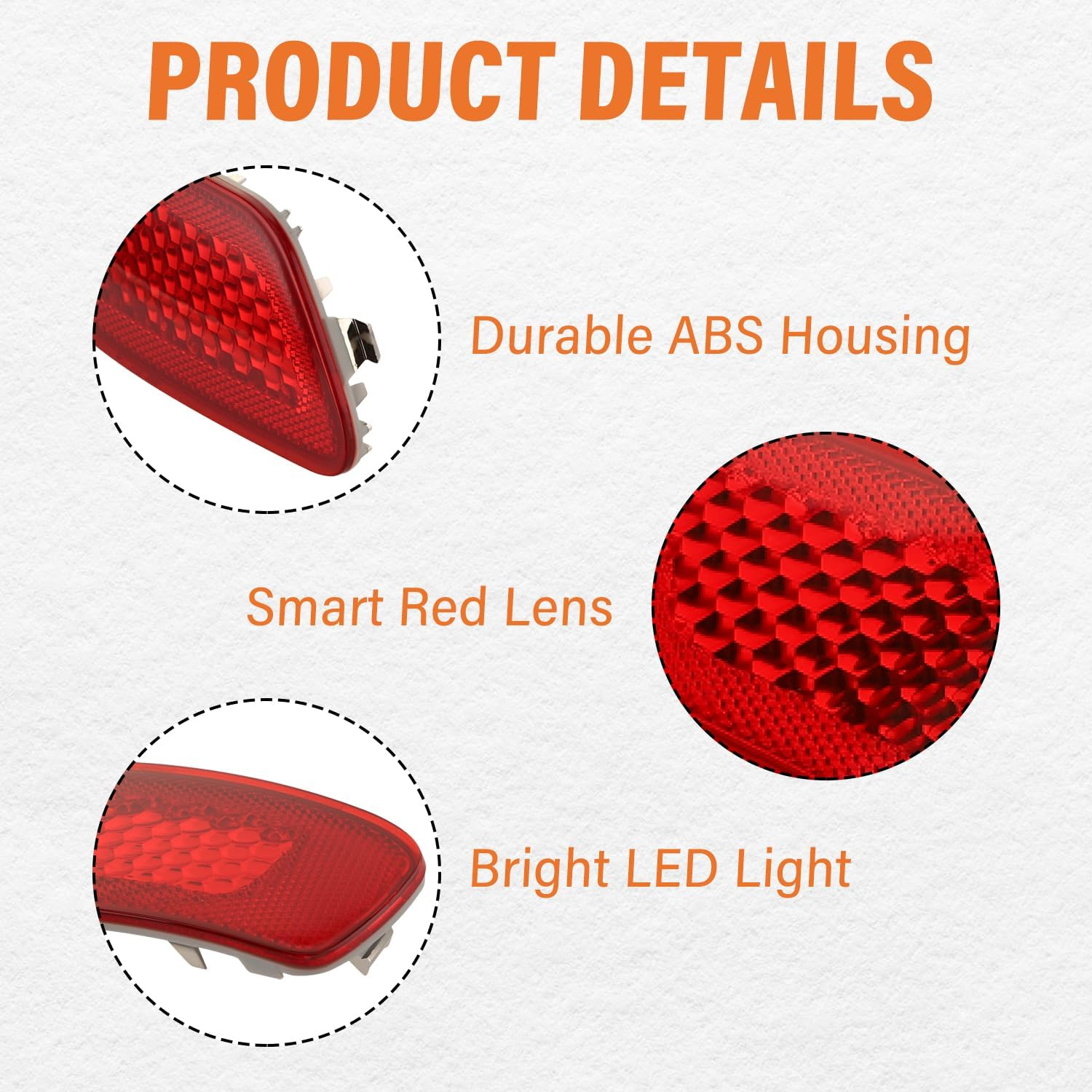 Rear Bumper Reflector Light Lamp Compatible with Jeep Grand Cherokee 2012-2018, Patriot 2013-2017, Dodge Journey 2012-2020, Back Bumper Reflectors Replace 57010721AC, 57010720AC (Red) image number 6