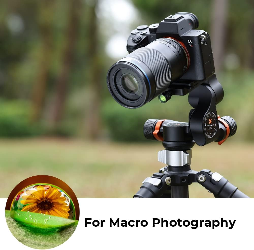 K&F Concept 3-Way Geared Tripod Head, Millimeter Micro-Adjustment, Full CNC Aluminum Alloy Tripod Head, Maximum Load Capacity of 6Kg for Star Shooting, Commercial Photography image number 6