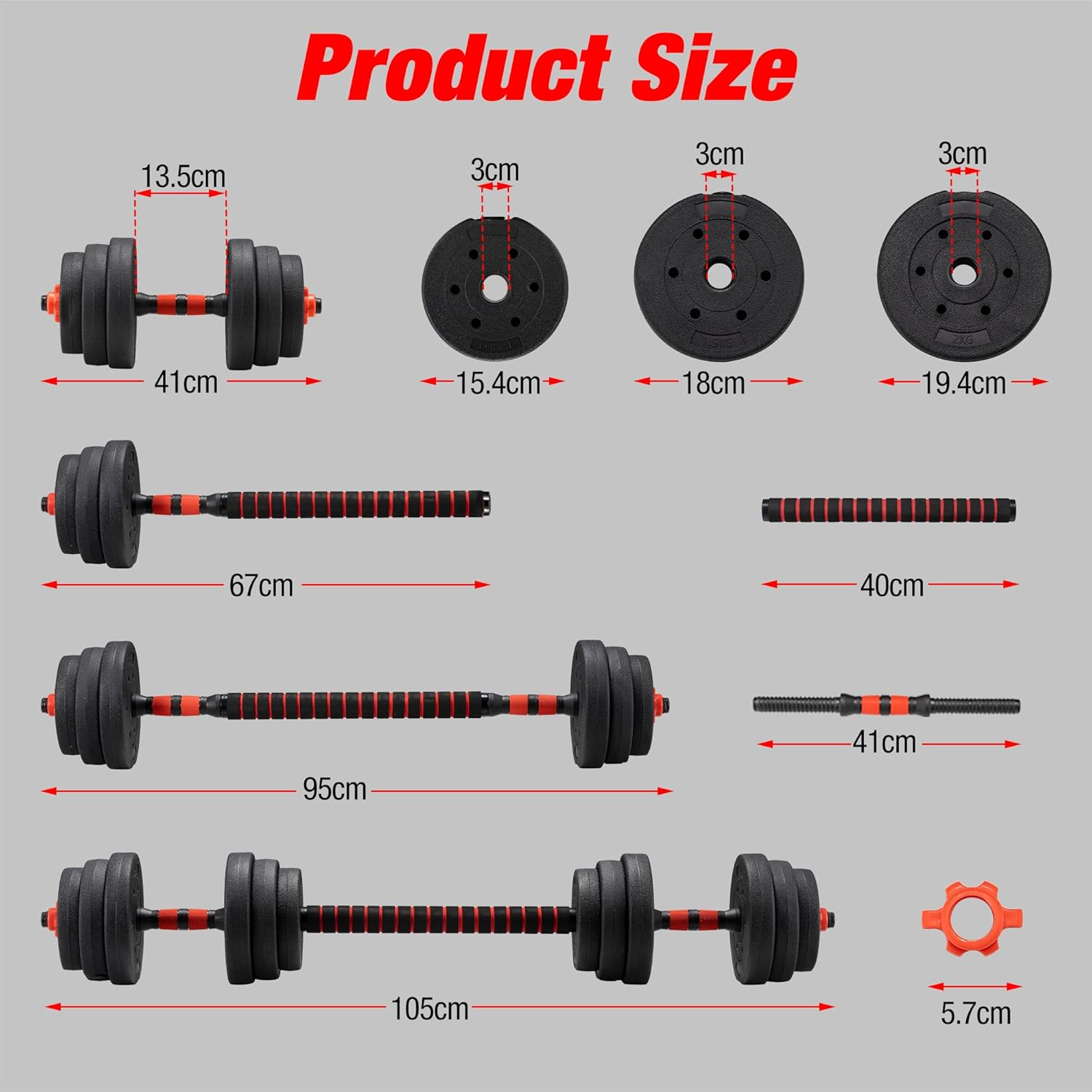 Propulse Adjustable Dumbbell Set &ndash; Dumbbells & Barbell Set with Connector, Multifunctional Home Gym Equipment for Men/Women, Convertible to Kettlebell, Push-Up Stand, Compact Cast Iron Weight Plates&zwnj;