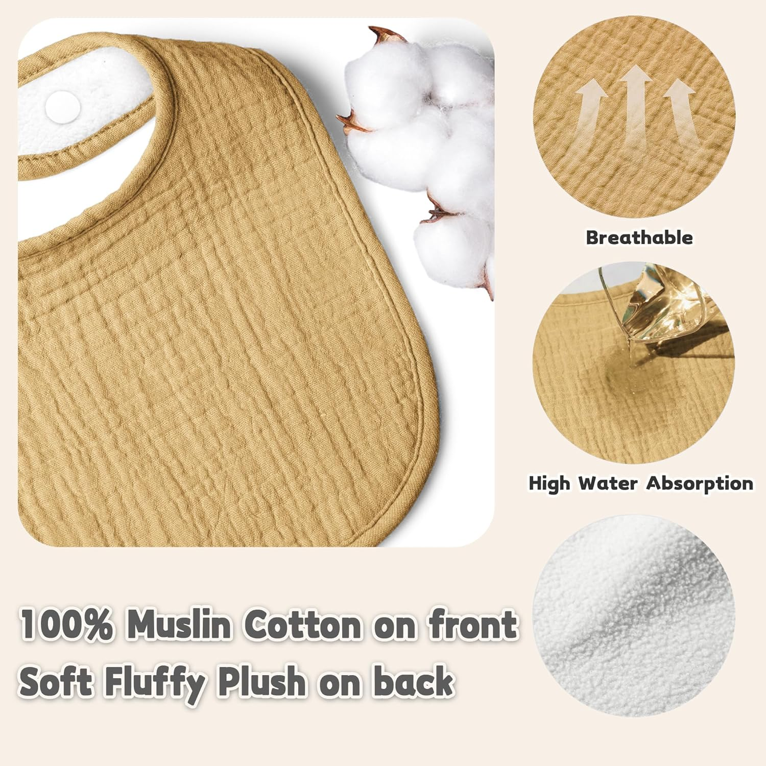 Susurration Muslin Baby Drool Bibs 10Pack Soft Square Adjustable Bandana Bibs for Unisex Baby Girls & Boys - Blue Print image number 2