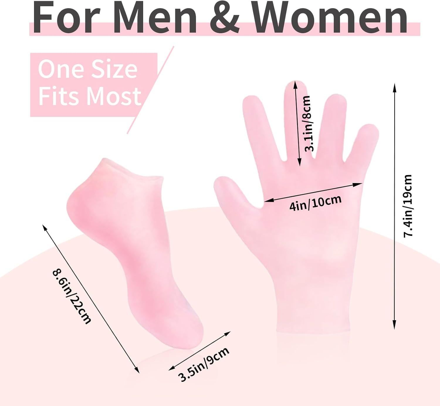 2 Pairs Moisturizing Glove Socks Set, Silicone Gel Spa Socks for Dry Cracked Skin,Silicone Gel Heel Socks anti Slip,For Foot Hand Softening, Calluses, Foot Care after Pedicure(Pink) image number 4