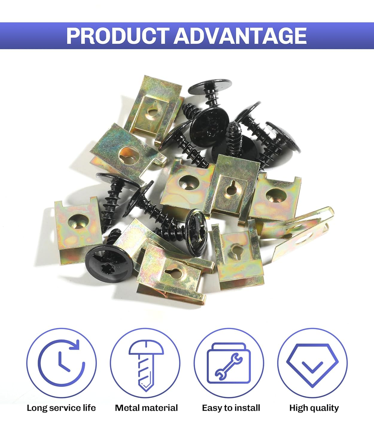 Bylikeho Bumper Clips,Car Accessories U Clips,Automotive Clips U Nut Clips,10 Sets Fender Liner Splash Shield Bumper Cover Screws,Automotive U Nut and Screw Clip Replacement,Replace #N90974701