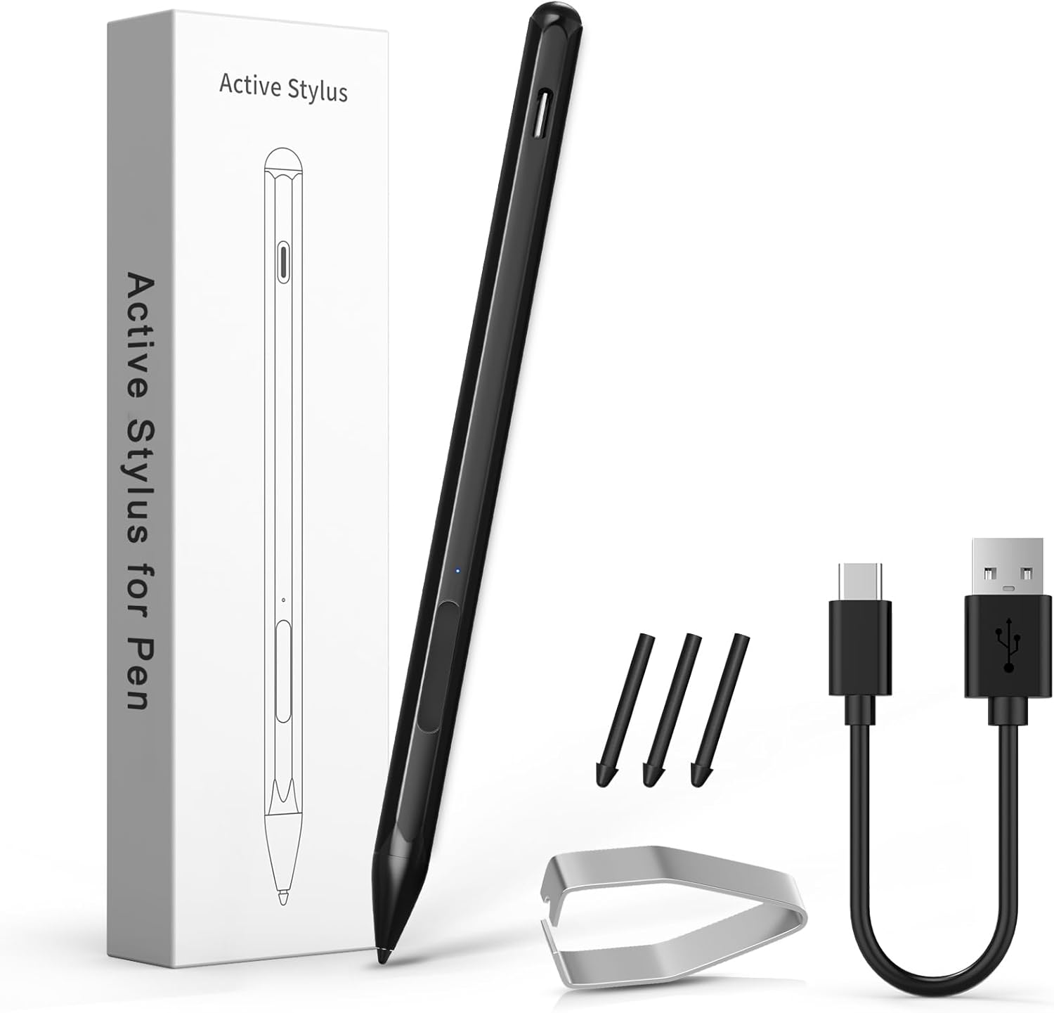 QUAGGY Stylus Pen for Microsoft Surface Pro 11/10/9/8/7/6/5/4/3/X Surface Laptop/Book/Surface Go3 Go2, 4096 Tilt Pressure, Magnetic Attachment, USB-C Fast Charging, Palm Rejection Function. (Black)
