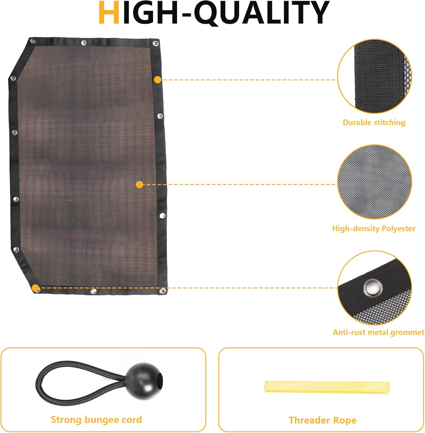 Sunshade for 2018-2023 Jeep Wrangler JL JLU 2 Door 4 Door Front Mesh Sun Shade JL Sunshade Bikini Soft Top Roof Cover Net Accessories, Blocks UV, Wind, Noise, Black image number 3