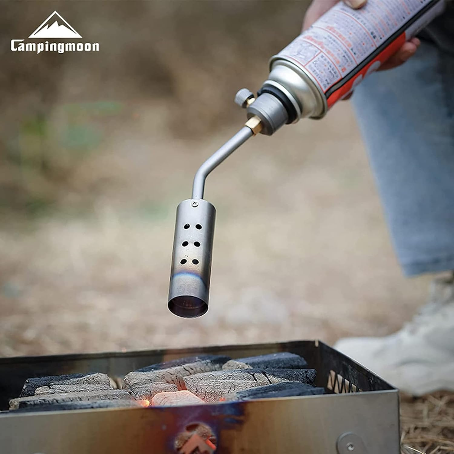 Campingmoon Butane Gas Torch High Power Kitchen Blow Torch for Cooking Flame Adjustable Gas Torch for Outdoor Charcoal Starter BBQ, Baking, Brulee image number 2