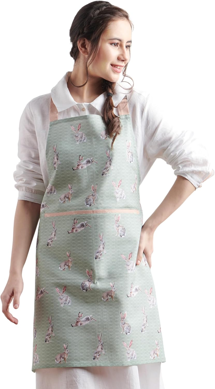 Maison D'Hermine 100% Cotton Apron for Women with Pocket Kitchen Chef Apron for Men Cooking Gardening Server Waitress Maid