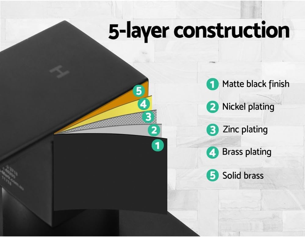 Cefito Shower Tap, 6 X 7 X 8.5Cm Mixer Showers Faucet Head Showerhead Tap Bath Accessories Bathroom Toilet Set Kitchen Fixtures Wall, for Hot and Cold Solid Brass Body Black