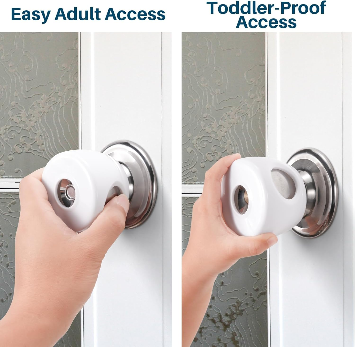 MILIOG Baby Proofing Door Knob Cover (4 Pack) - Child Safety Door Lock for Kids, Fit Most round Knobs 1.4"-2" | Non-Toxic Child Proof Door Knob Covers | Durable Toddler Proof Door Handle Cover, White image number 4