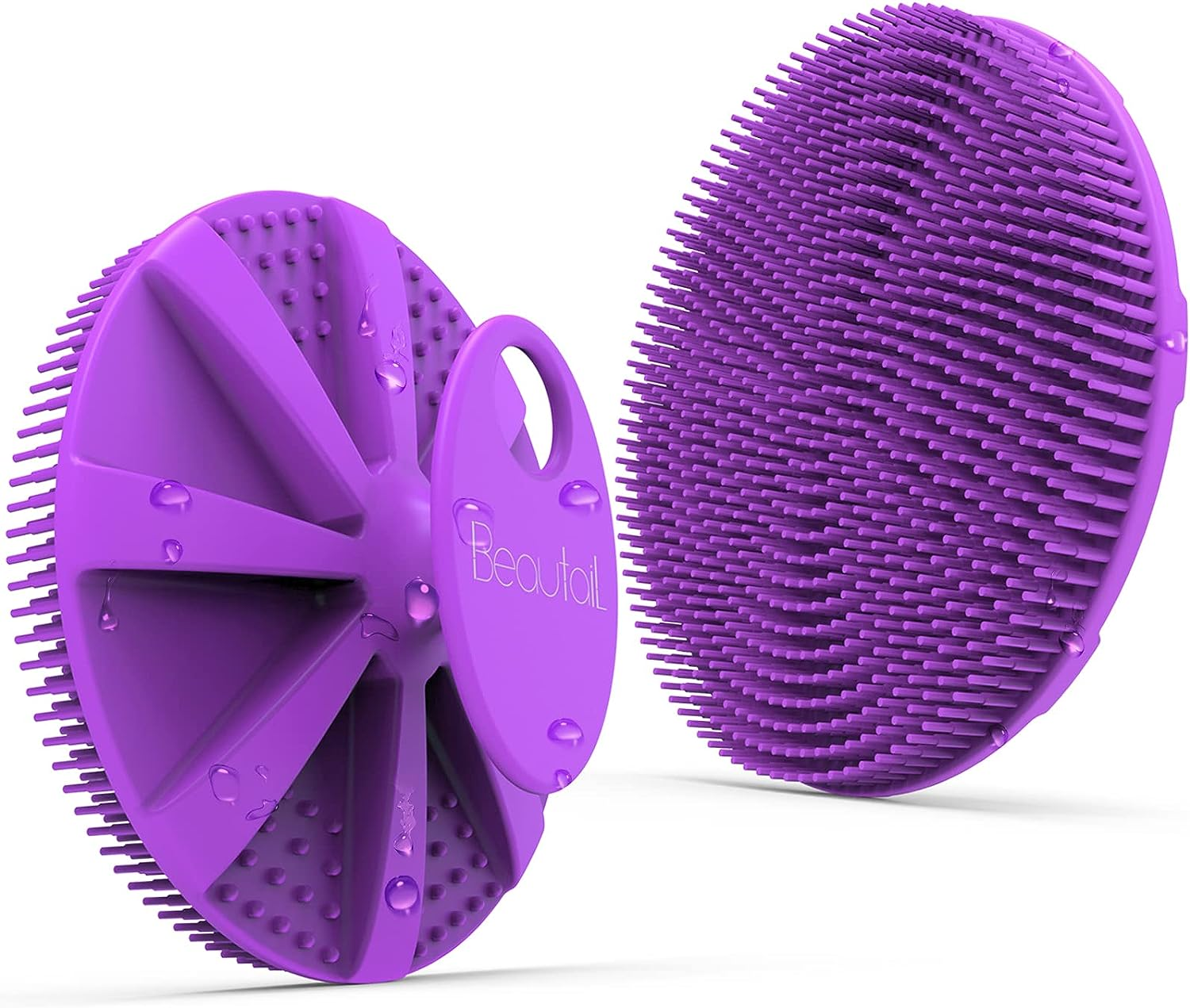 Silicone Body Scrubber Shower Bath Brush, More Hygienic than Traditional Loofah, Lather Nicely, Long Lasting, Gentle Exfoliating for Women Men Baby Sensitive Skin, 1 Pack, Purple