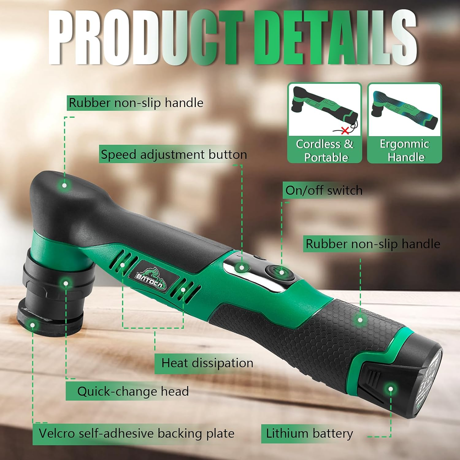 BATOCA S5 Cordless Mini Car Polisher Buffer Sander Dual Action & Rotary Polishing Machine 2 Battery 25Mm/75Mm Polishing Pads Detailing Kit 6 Variable Speeds 2000-5500RPM for Car Boat Polishing Buffing image number 1