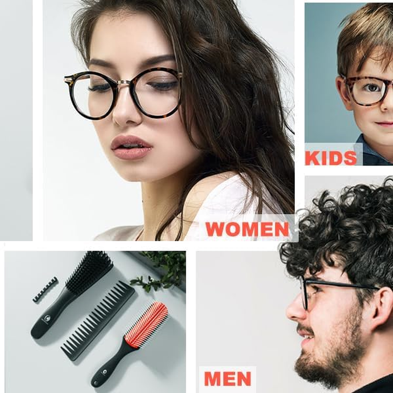 O BRUSHZOO Detangling Brush for Curly Hair, Hair Brush Set for Women, Men or Kids, Easy Detangling on Wash Days (Red) - Red image number 5