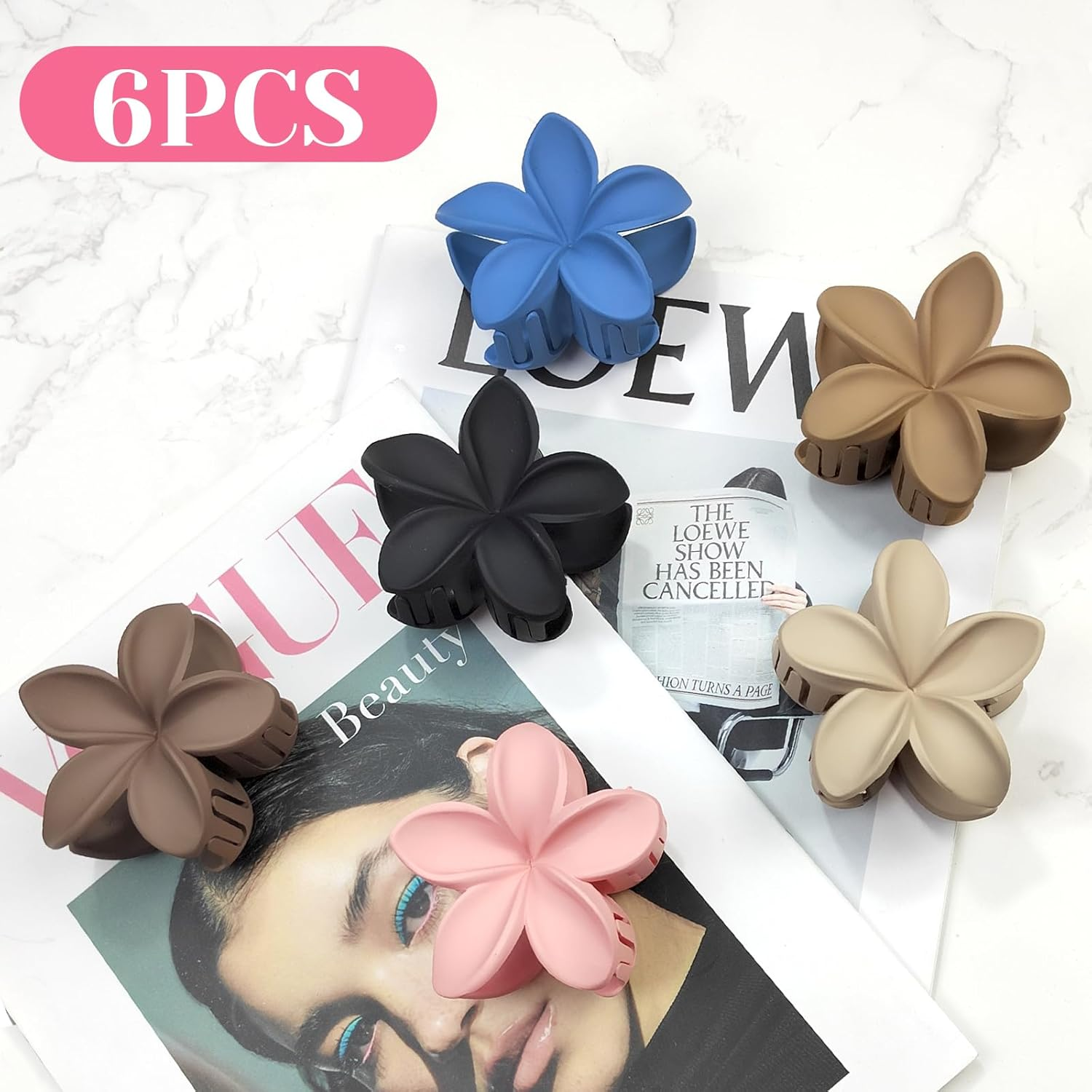 6 Pieces Flower Hair Clips Women'S Claw, Plastic Non-Slip Hair Clips for Girls, Flower Hair Clips, Hair Accessories for Girls image number 5