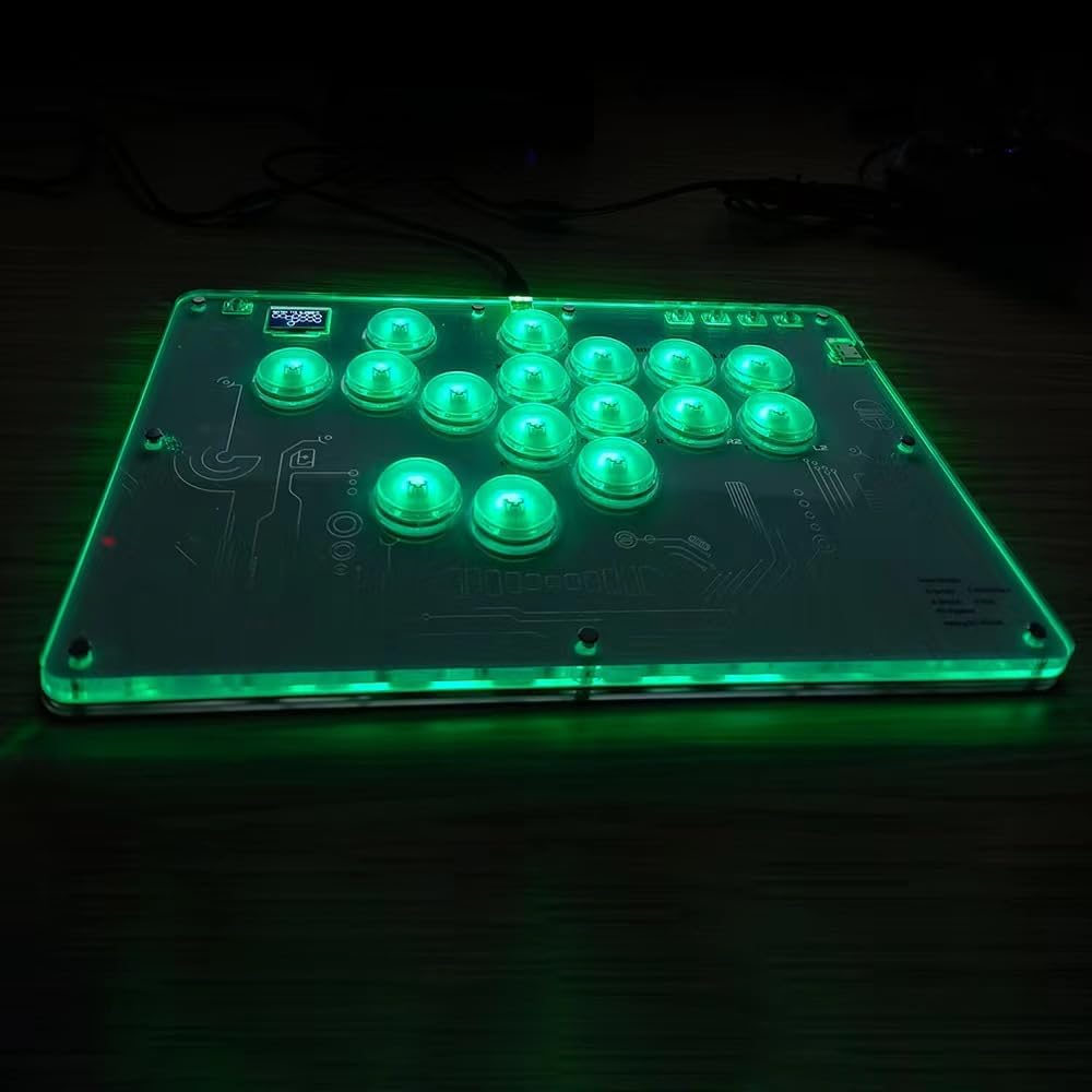 Arcade Stick 16Keys All-Button Gamerfinger with Turbo Functions & Custom Rgb,Arcade Controller Street Fight for Pc/Ps3/Ps4/Switch/Steam Game Keyboard-Supports Hot Swap & SOCD