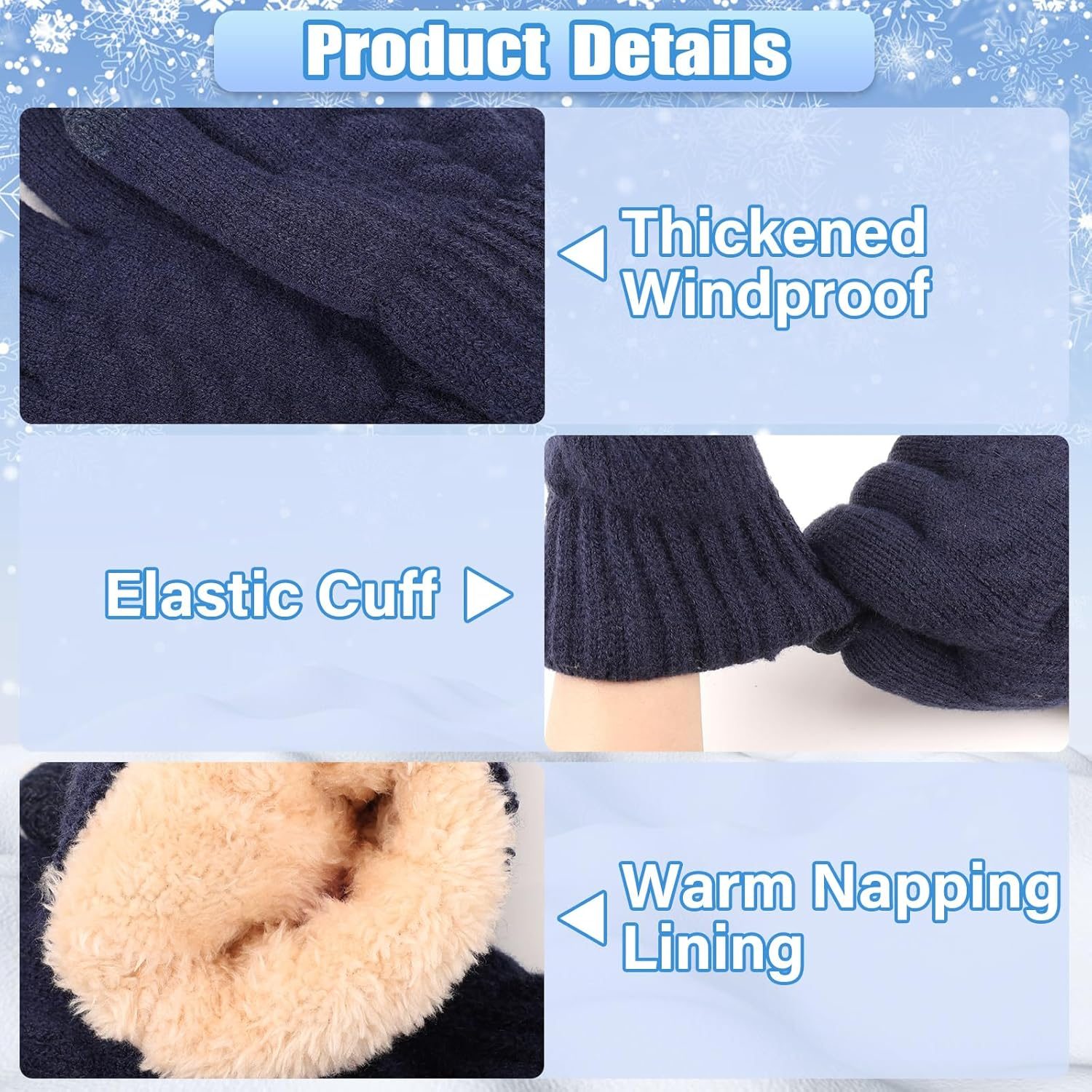 Women'S Warm Plush Winter Touchscreen Gloves - Fleece Lined, 9Cm Elastic Cuff, 23.5Cm Long, Stylish Cold-Weather Gloves for Ladies image number 1