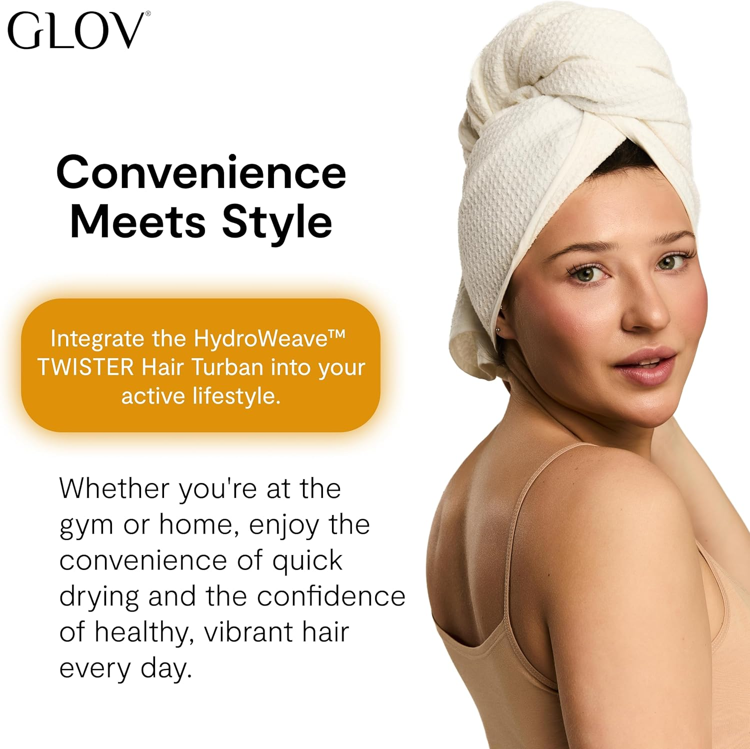 Glov Hydroweave Twister Hair Turban White Quick Drying Moisture Absorbing Frizz Reducing Elastic Versatile for All Hair Types Easy Care Gentle and Safe image number 5