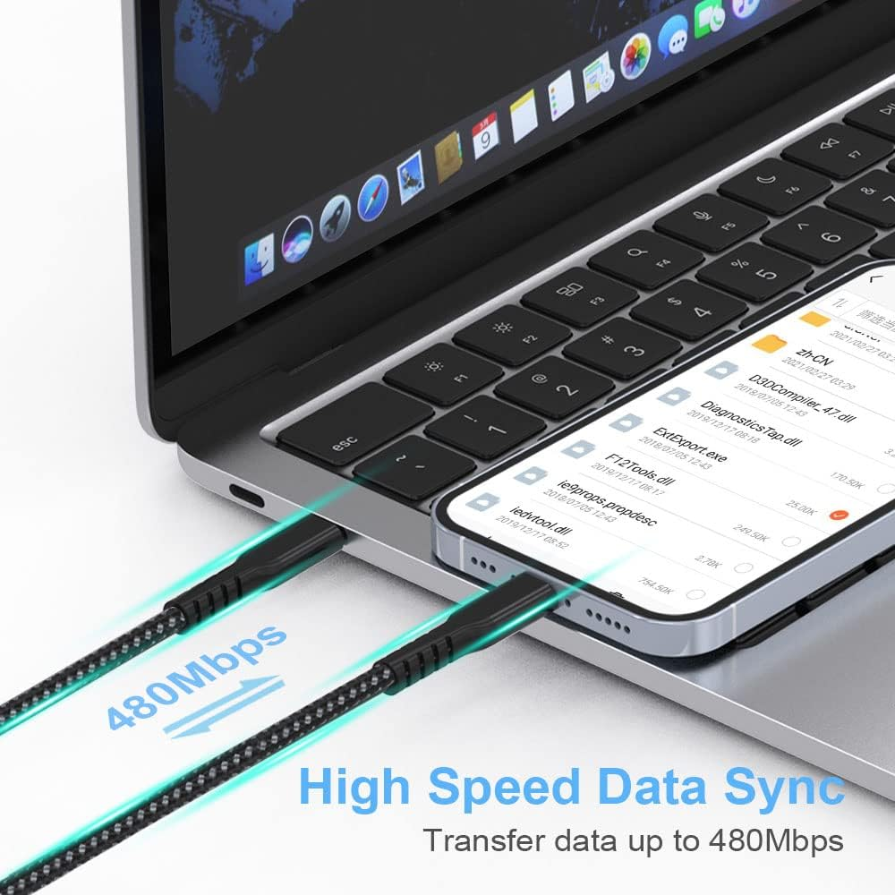 AHGEIIY USB C to Lightning Cable 2M 2Pack, Apple Mfi Certified Iphone Charger Cable Nylon Braided USB-C to Lightning Fast Charging Cord for Iphone 14/13/12/11/8/7/6/5, Ipad image number 5