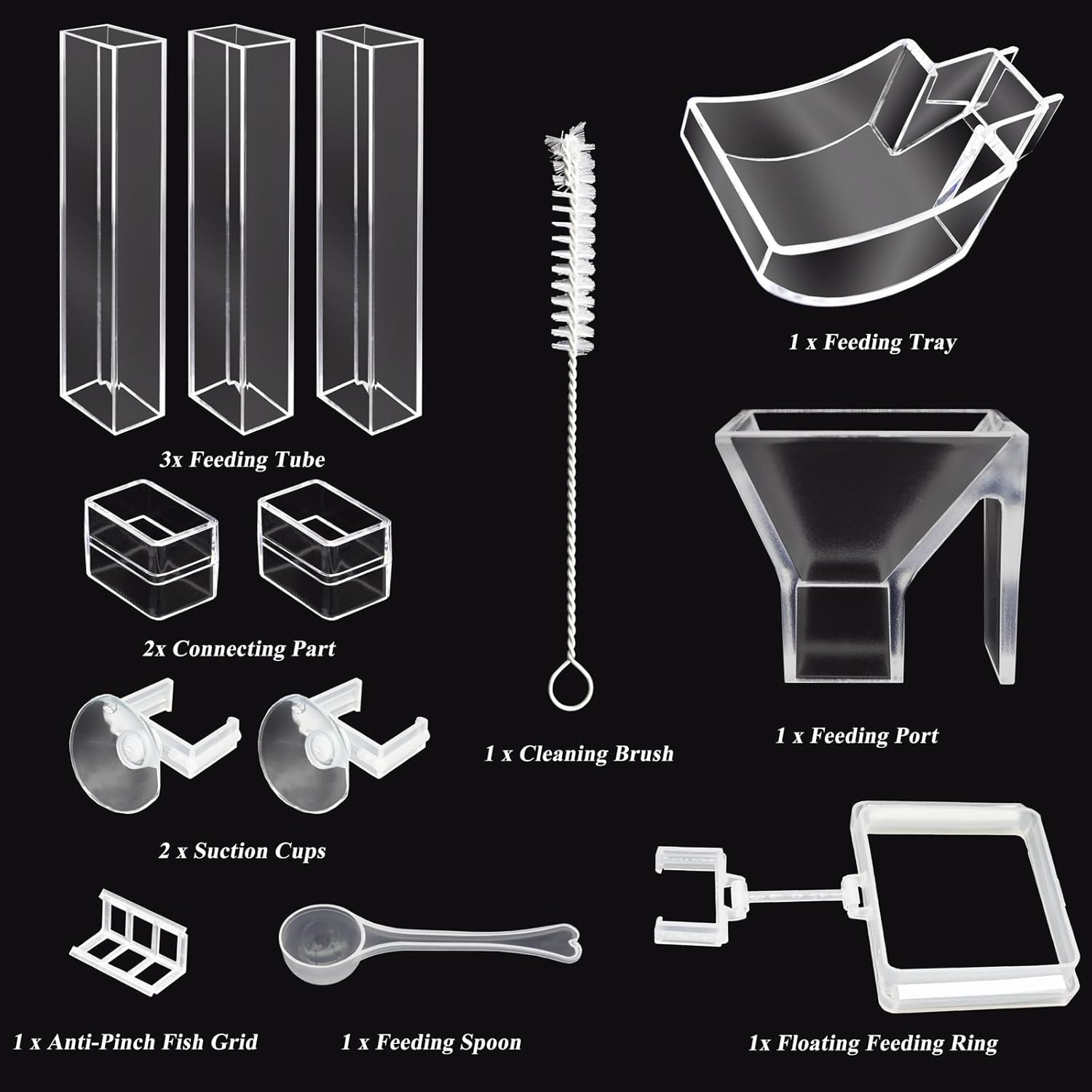 Aquarium Feeder Tube Set for Shrimp Feed Aquarium Feed Tube Kit Shrimp Feeder Bowl Set Pipe and Feed Bowl for Shrimp Food with Feeding Ring, Cleaning Brush image number 1