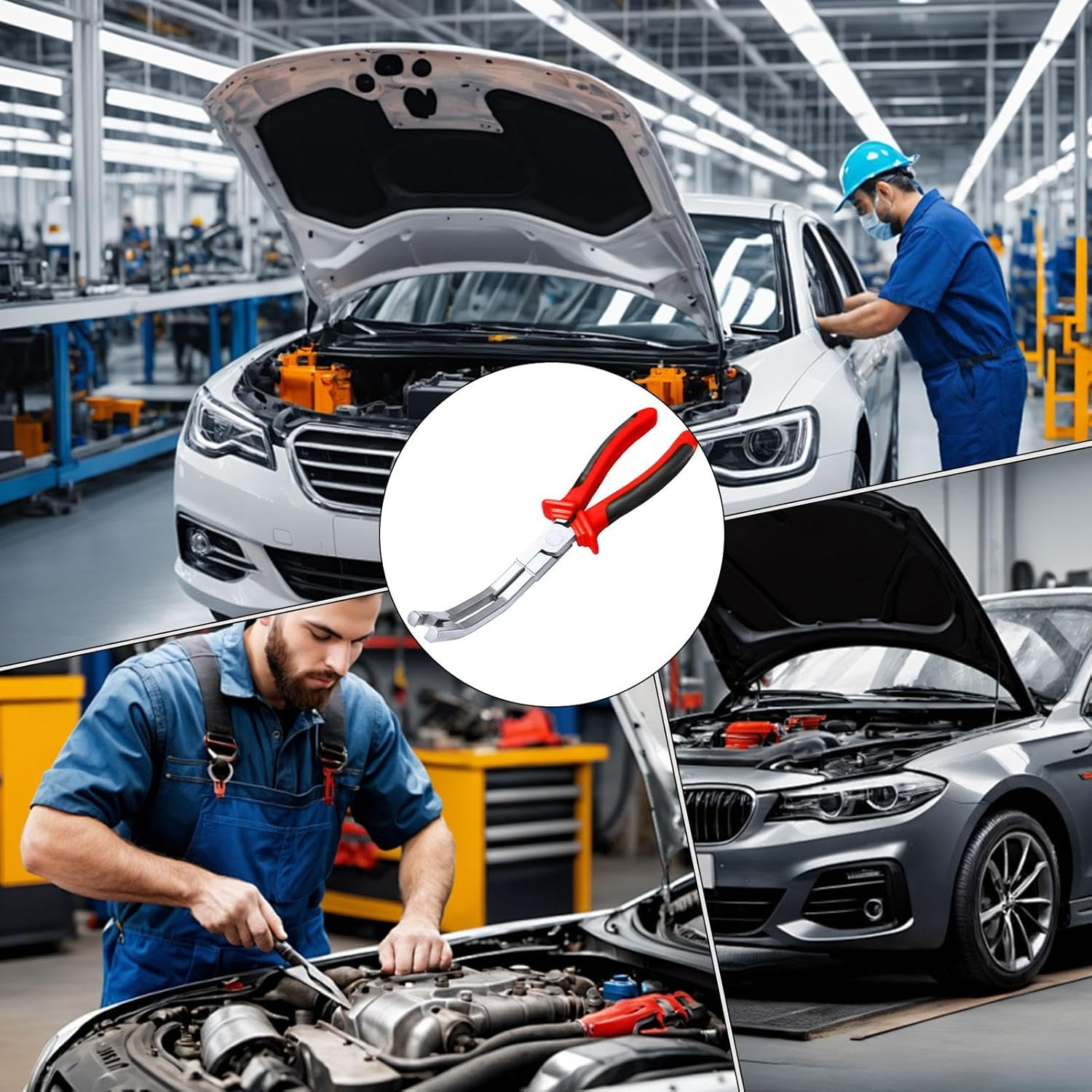 Car Disconnect Pliers | Curved Jaw Clamp for Automotive - Car Removal Angled Pliers Vehicle Glow Plug Tool for Small Bolts, Joints image number 5