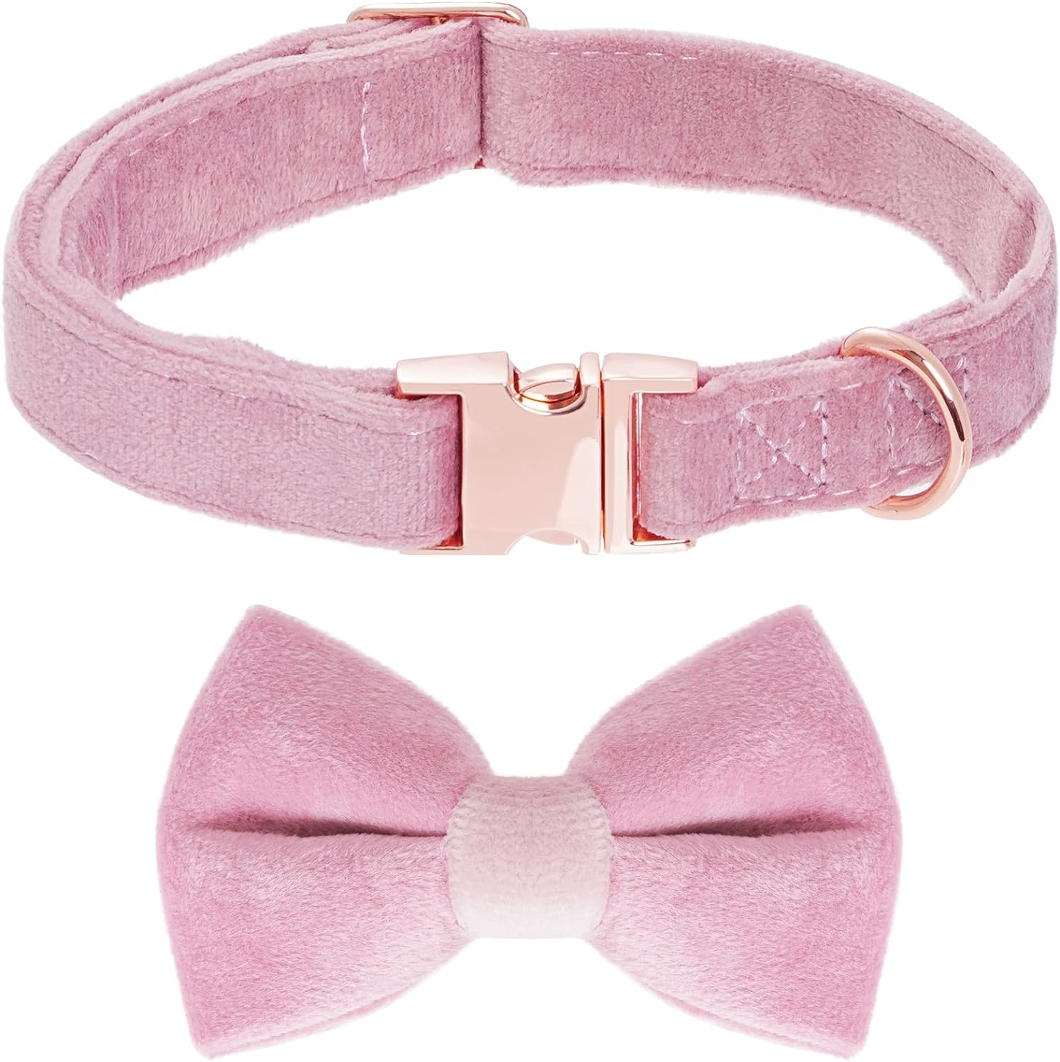 Choyaxo Velvet Dog Collar with Bow Adjustable Bowtie Dog Collar with Metal Buckle for Small Medium Large Dogs Cats Pets Wedding Christmas Halloween Holiday (Medium (Pack of 1), Black)