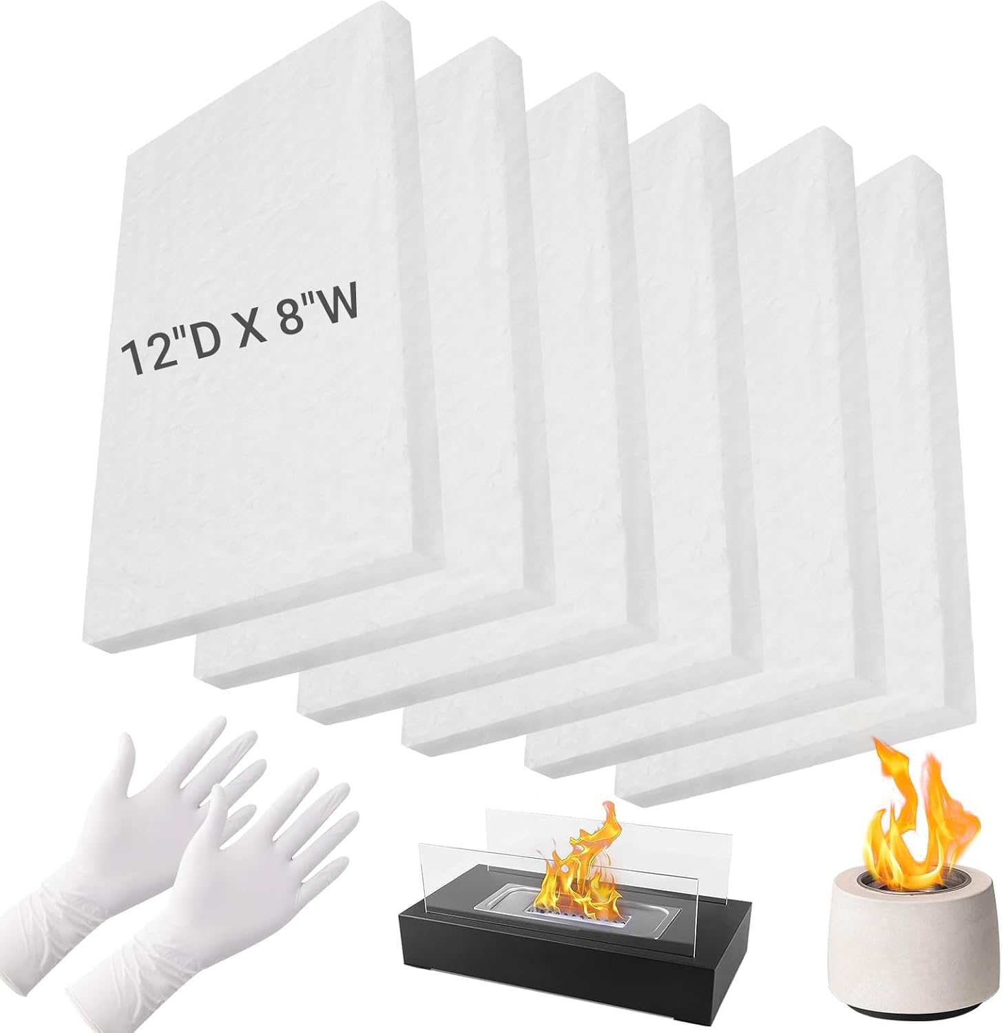 Holymaji 6 Pieces Ceramic Wool Sponge Replacement for Tabletop Fire Pit Bowl to Extend Burning Time - Ceramic Wool Wick Insulation for Bioethanol Fuel Fireplace (12" D X 8" W X 2" H) image number 3