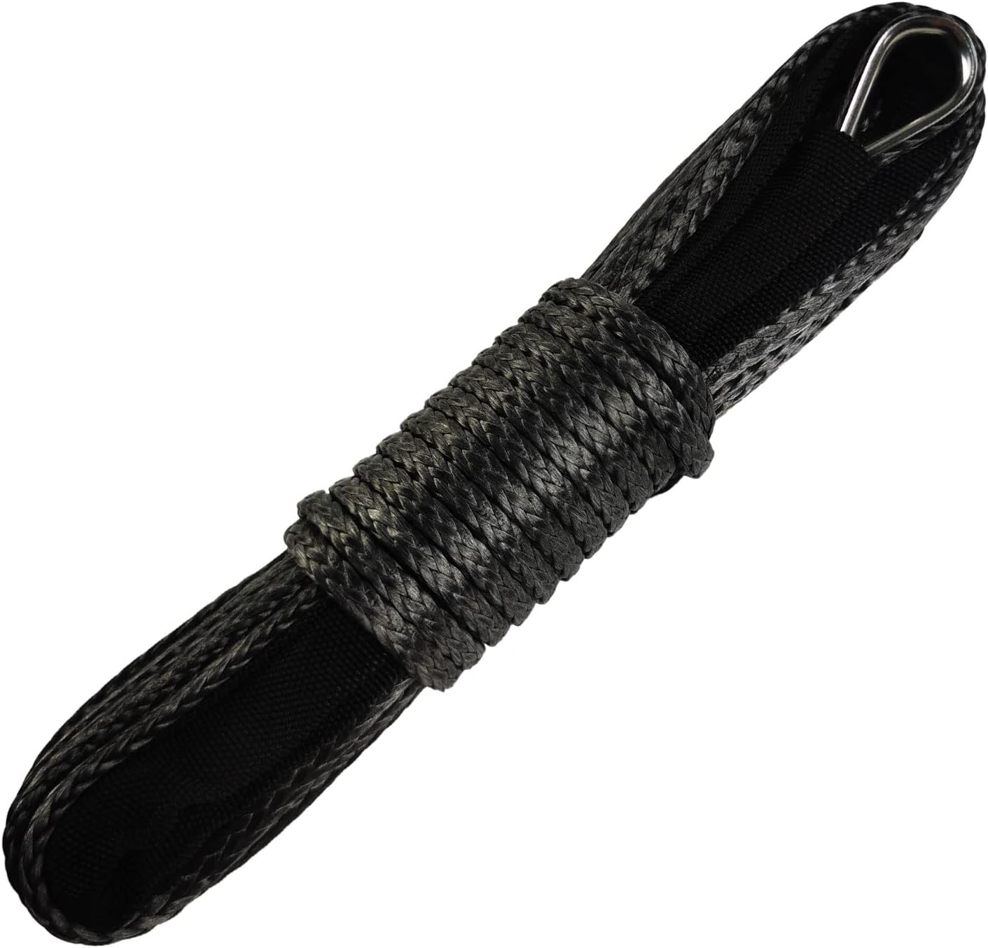 TOUGH 1/4" X 50 Ft 10,000Lbs Synthetic Winch Line Cable Rope with Black Protecing Sleeve for ATV UTV Winches Truck Boat (Orange, 1/4" X 50 Ft)