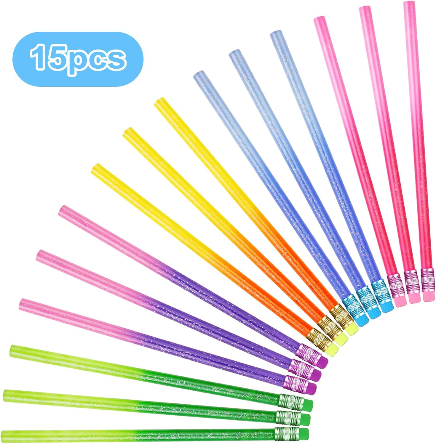 Color Changing Mood Pencil with Eraser, 15Pack Wooden Glitter Graphite Pencil, Heat Activated Color Changing Pencils, Thermochromic Pencils Assorted Colors for Kids-Higher Thermal Sensitivity image number 5