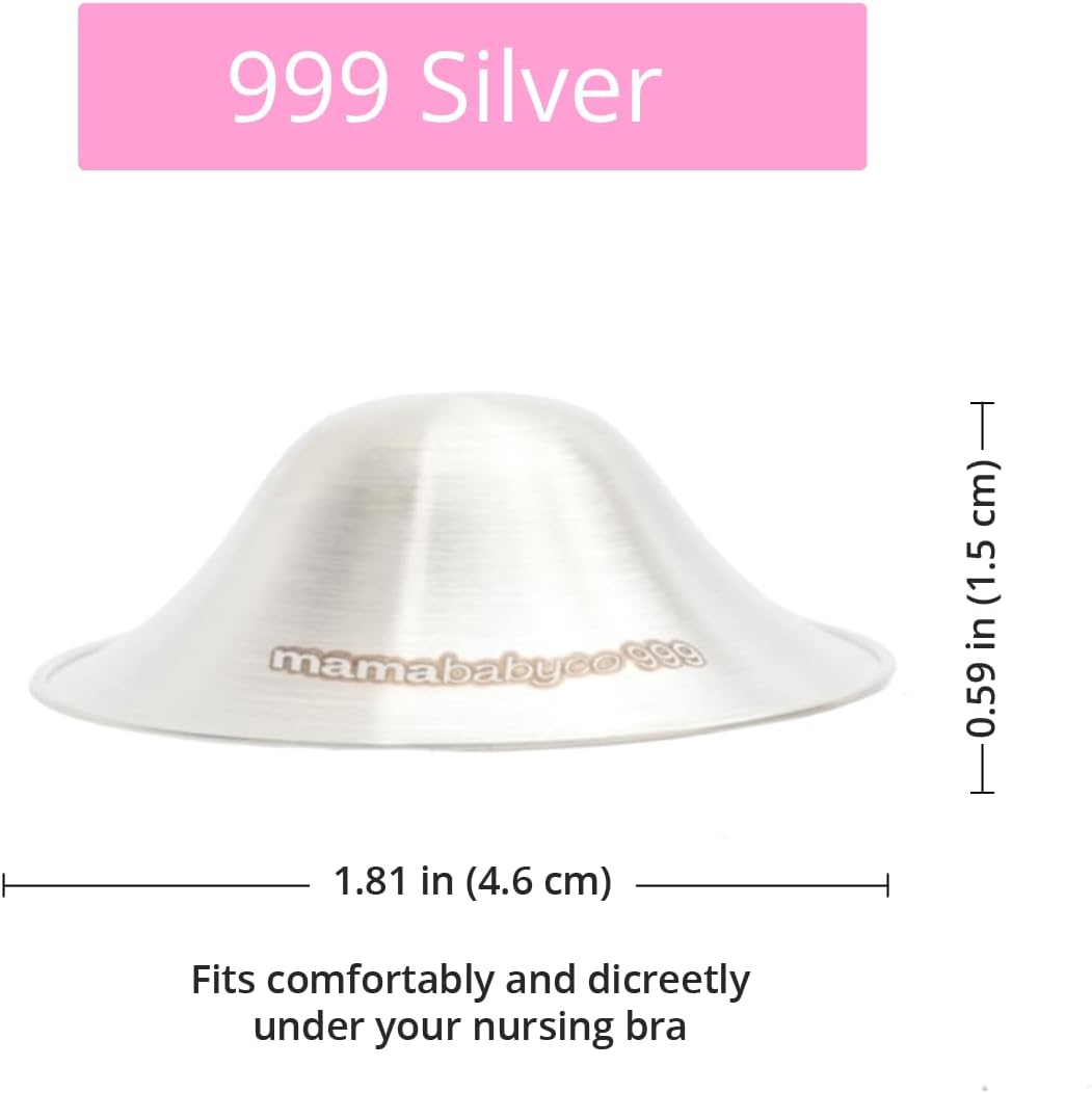 Mamababyco&reg; 999 Silver Nursing Cups - the Original Nipple Shields for Nursing Newborn - Breastfeeding Essentials - Protect and Soothe Sore Nipples - Nickel Free - Standard Size (Regular) image number 1