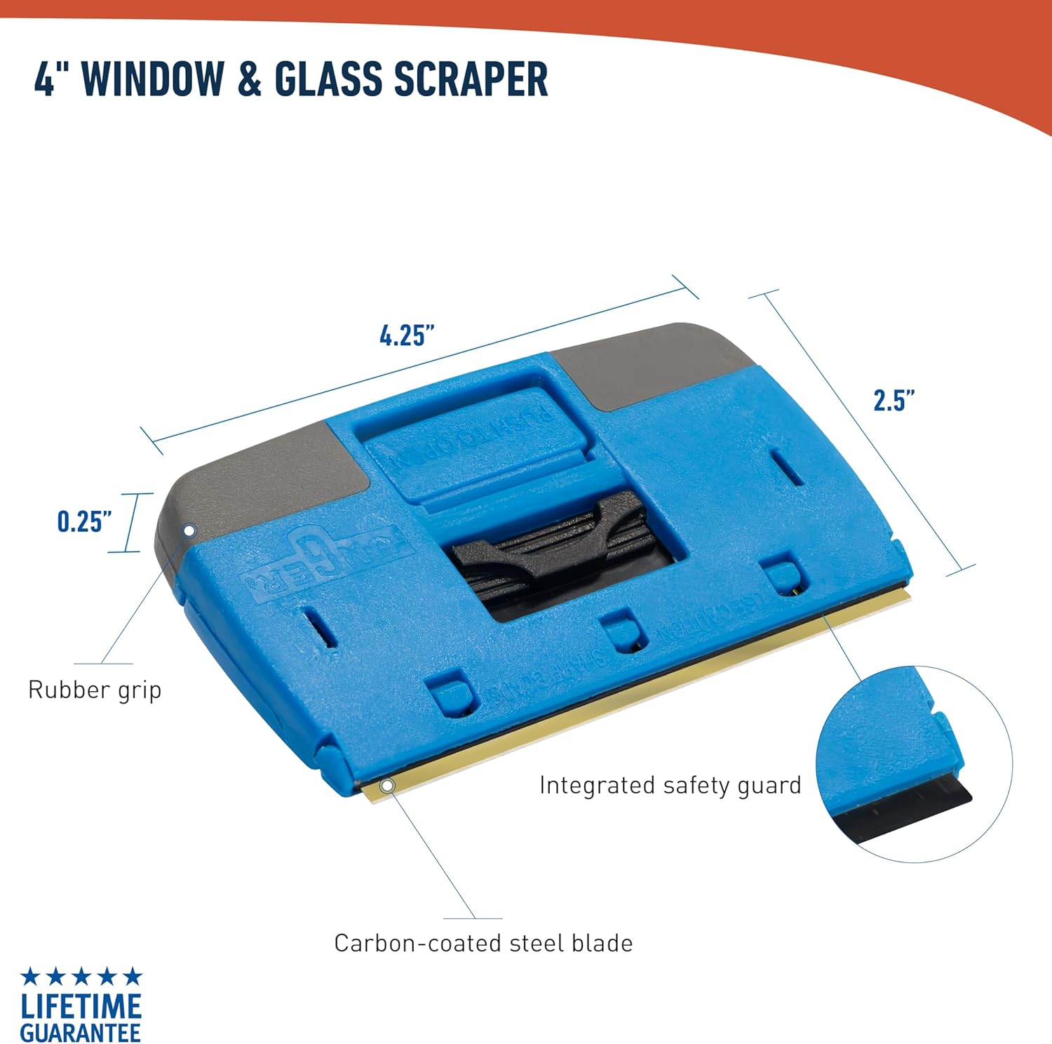 Unger Professional Window and Glass Scraper with Retractable Safety Guard, 4" image number 6