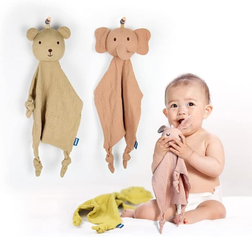 Organic Cotton Muslin Lovey Blanket, Kara Security Blanket Soft & Breathable Lovie Baby Gifts for Boys and Girls One Size image number 1