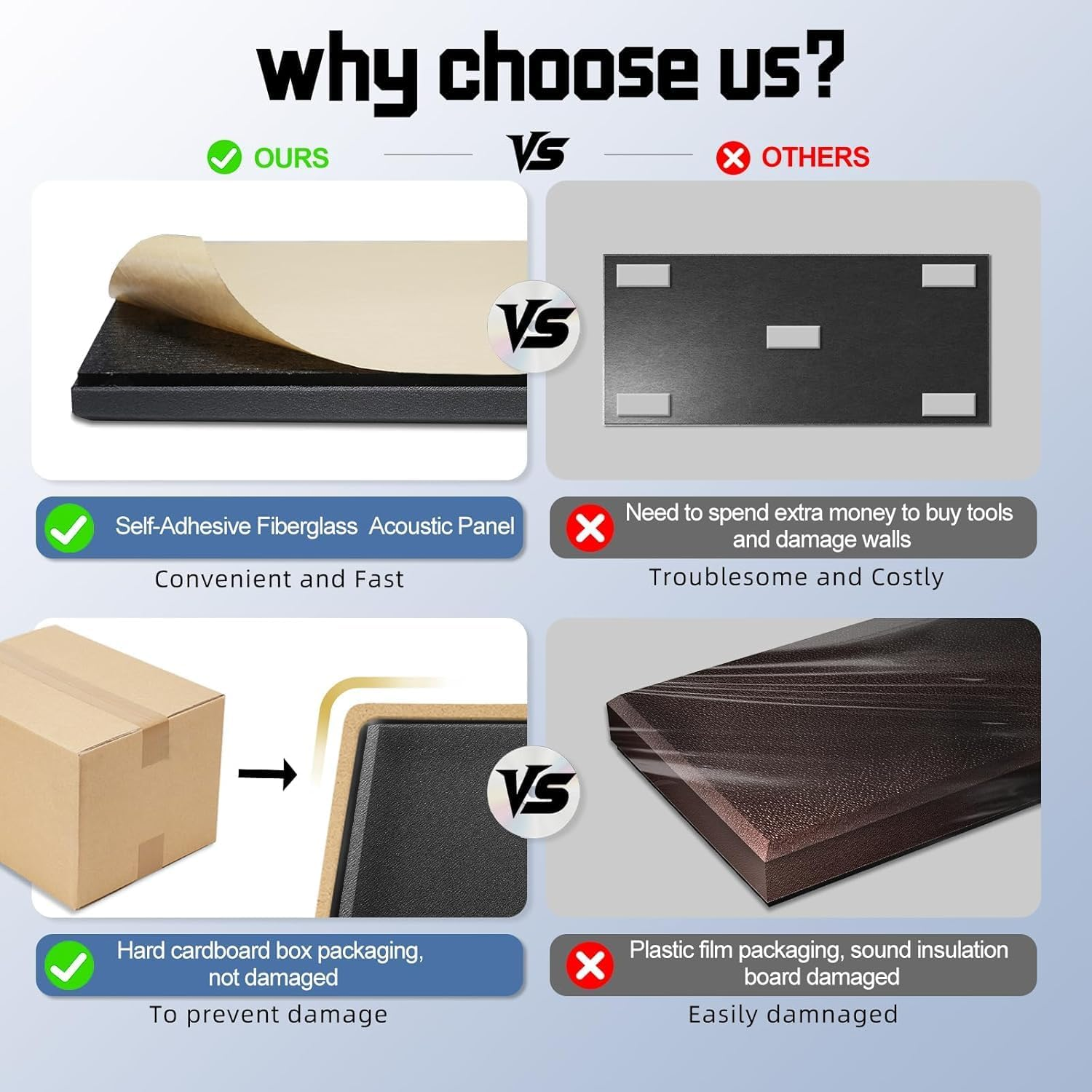 Acoustic Panels Sound Absorbing: 4 PCS Large Acoustic Wall Panels 23.6&Prime; &times;11.8&Prime; &times;1.37&Prime; Soundproof Wall Panels Fashions Sound Panels Self-Adhesive Acoustic Panels for Studios Office Home Theater (White) image number 5