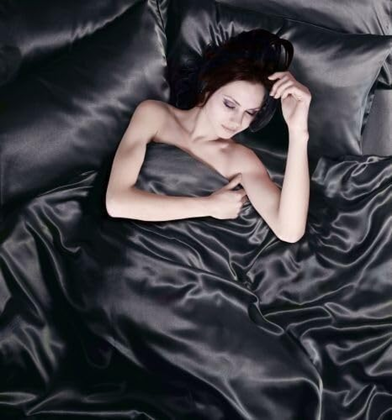 1000TC All Size Ultra Soft Cool Summer Art Silk Silky Satin Quilt Doona Duvet Cover Set (Grey, Double) image number 5