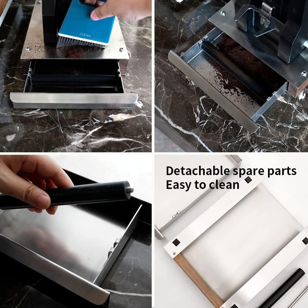 Watchget Espresso Knock Box Drawer Stainless Steel Detachable Coffee Ground Knock Container with Removable Knock Bar and Non-Slip Base for Home,Office and Coffee Shop image number 1