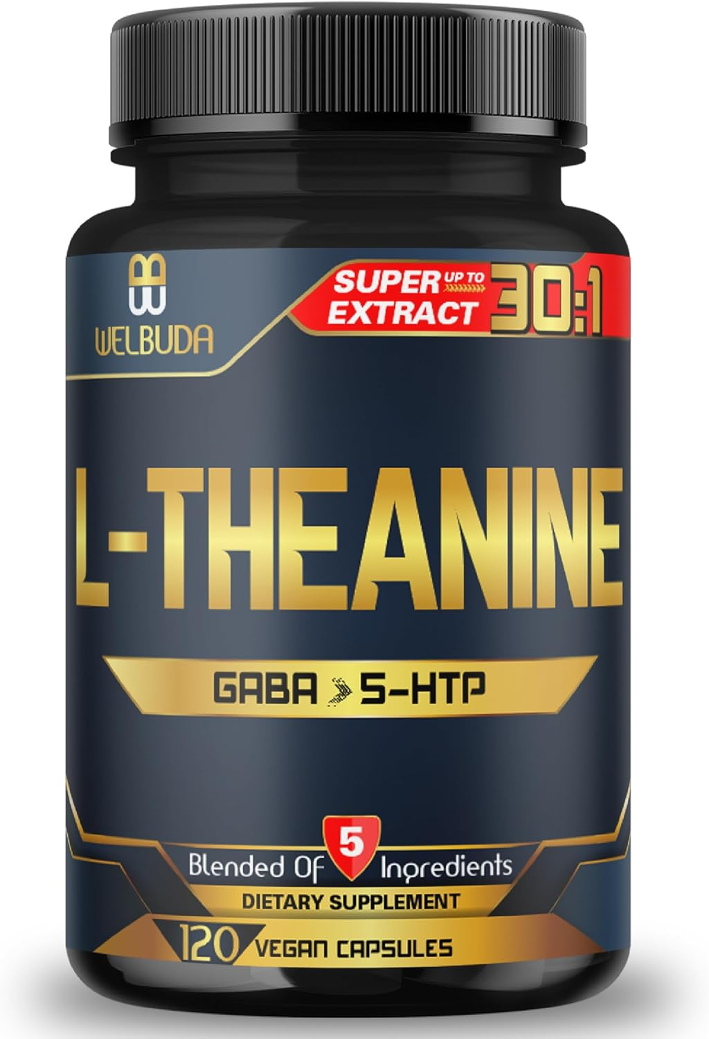 L-Theanine Supplement Added Ashwagandha, GABA, 5 HTP, L Tryptophan - 120 Capsules image number 1