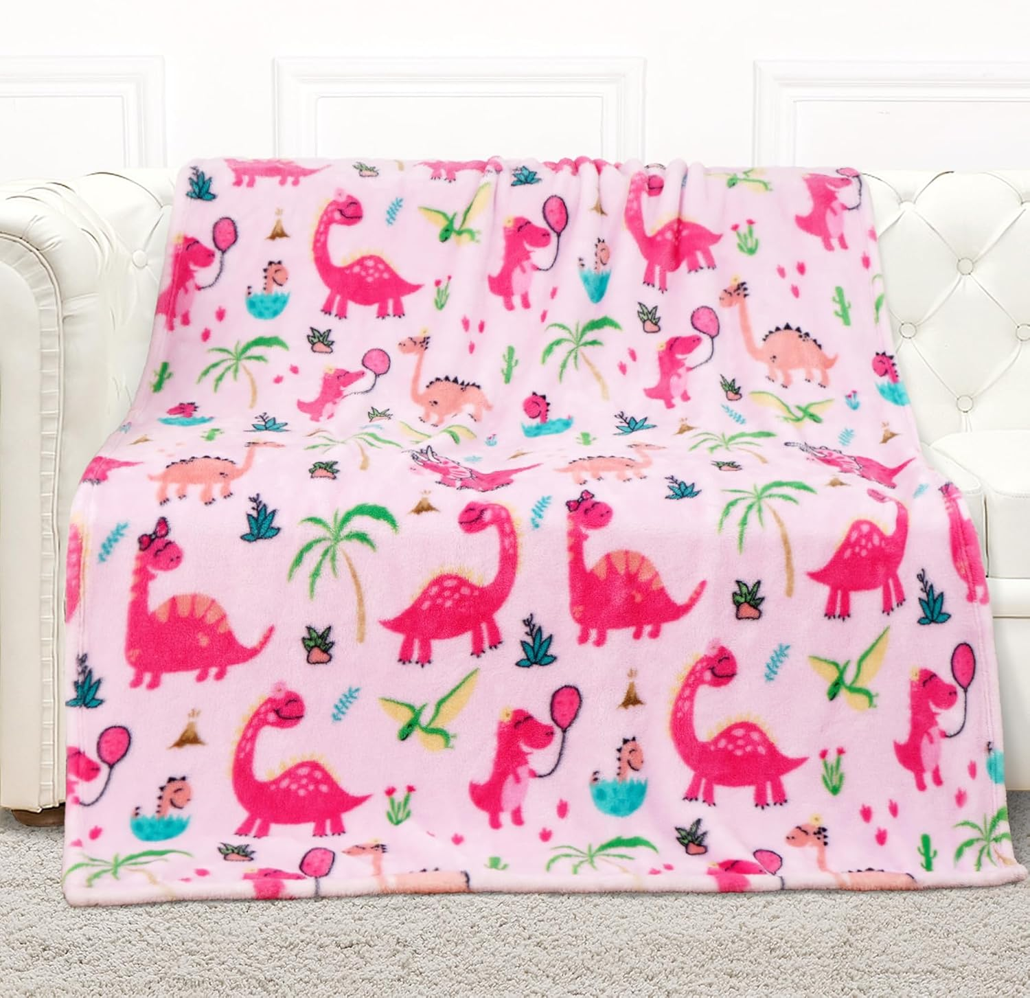 Mermaker Dinosaur Blanket for Boys, 380 GSM Dinosaur Toddler Blanket for Boys and Girls, Cute Dinosaur Blanket for Kids, Toddler Boys Blanket Soft Fleece Kids Throw Blanket for Toddler (50X60 Inch)