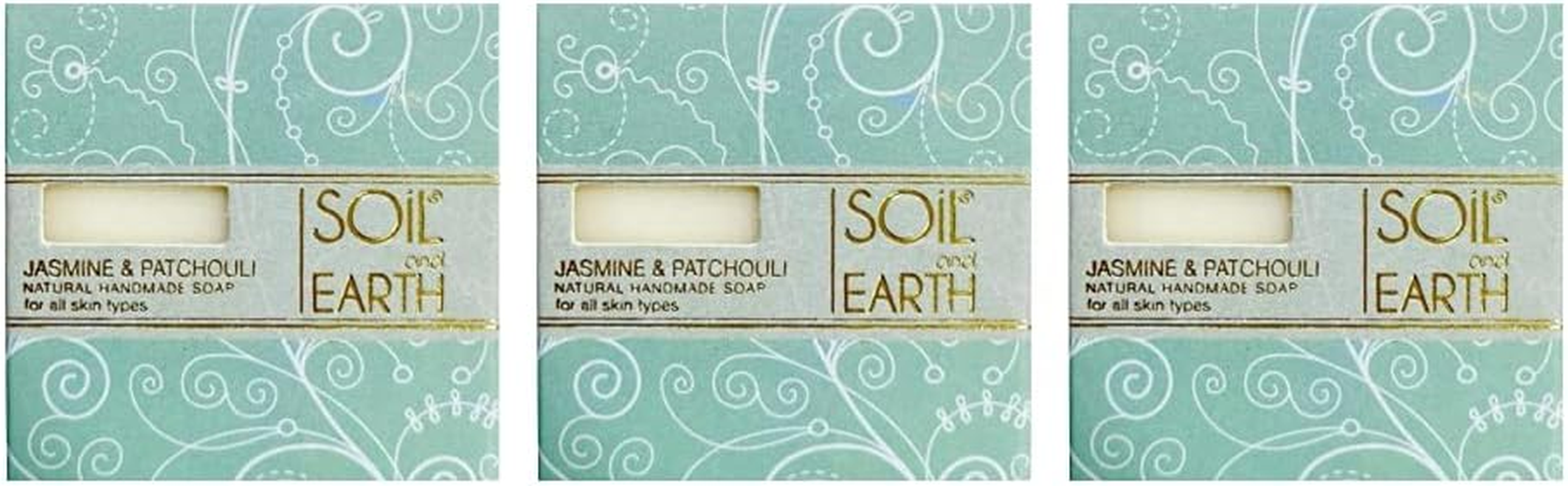 SOIL and EARTH HANDMADE NATURAL SOAPS (JASMINE & PATCHOULI)_3 X 100 Gm/ 3.5 Oz.