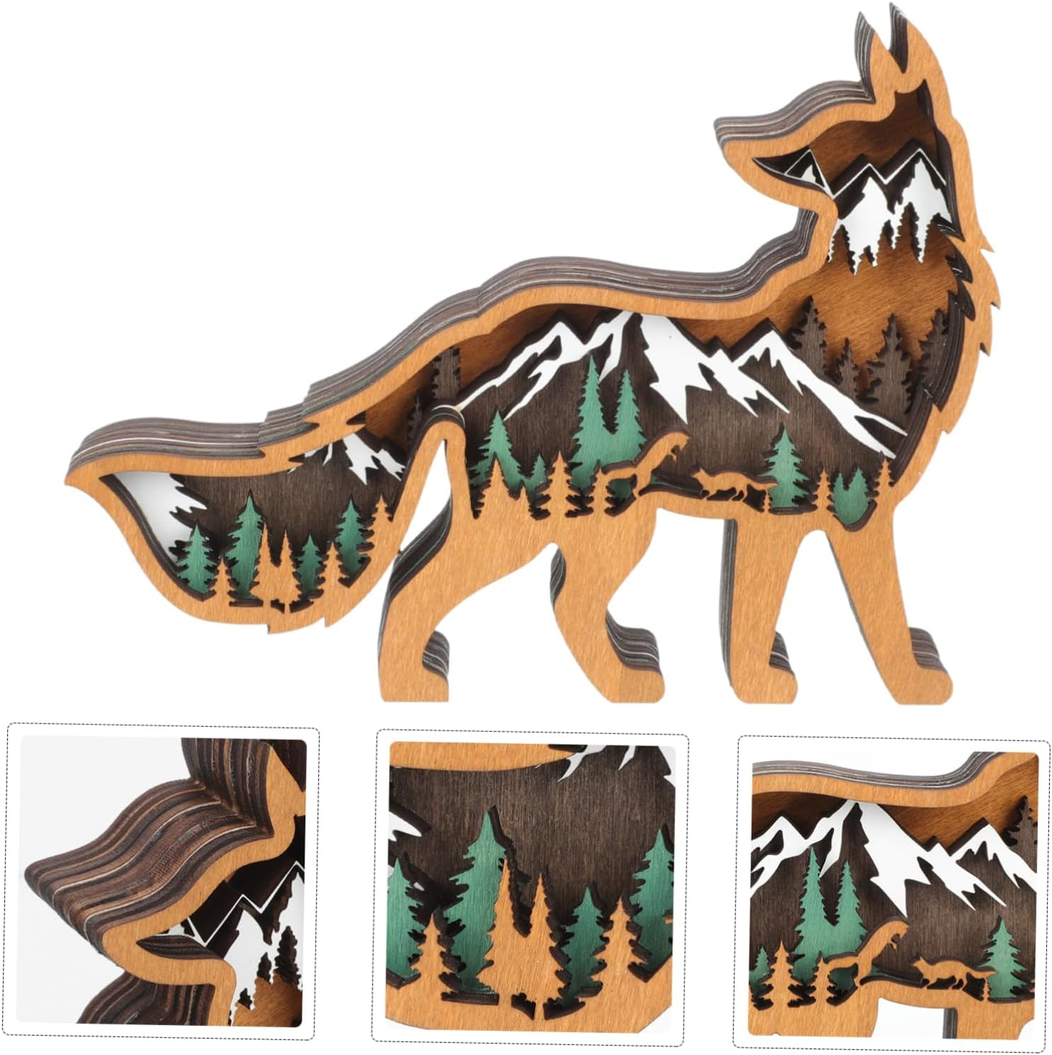 Wood Animal Decoration Christmas Wood Craft Desktop Ornament for Home Party and Window Display image number 6